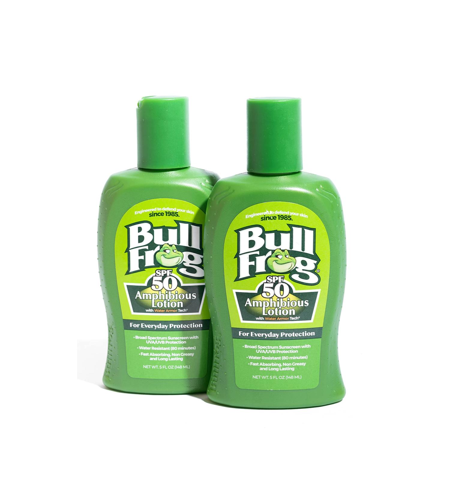 Bullfrog Sunscreen Amphibious Lotion SPF 50 | Oxybenzone & Octinoxate Free | Broad Spectrum Moisturizing UVA/UVB, 5oz, 2 pack  - Buy Online on GoSupps.com