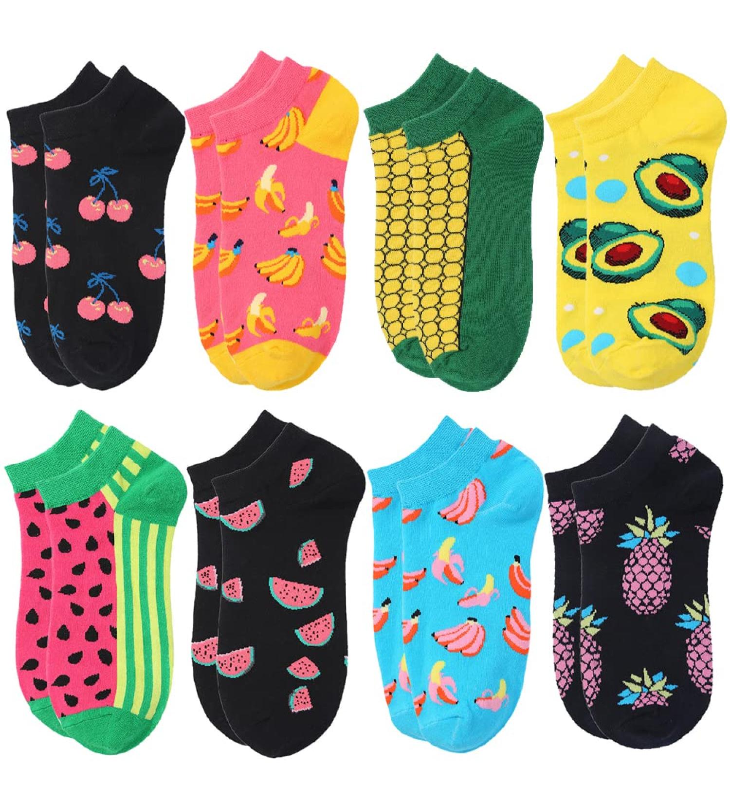 Buy Kevaler 8 Pairs Women's Cotton Sneakers Socks | Cute Animal & Fruit Patterns | Short Sports Socks Size 35-40 - Buy Online on GoSupps.com