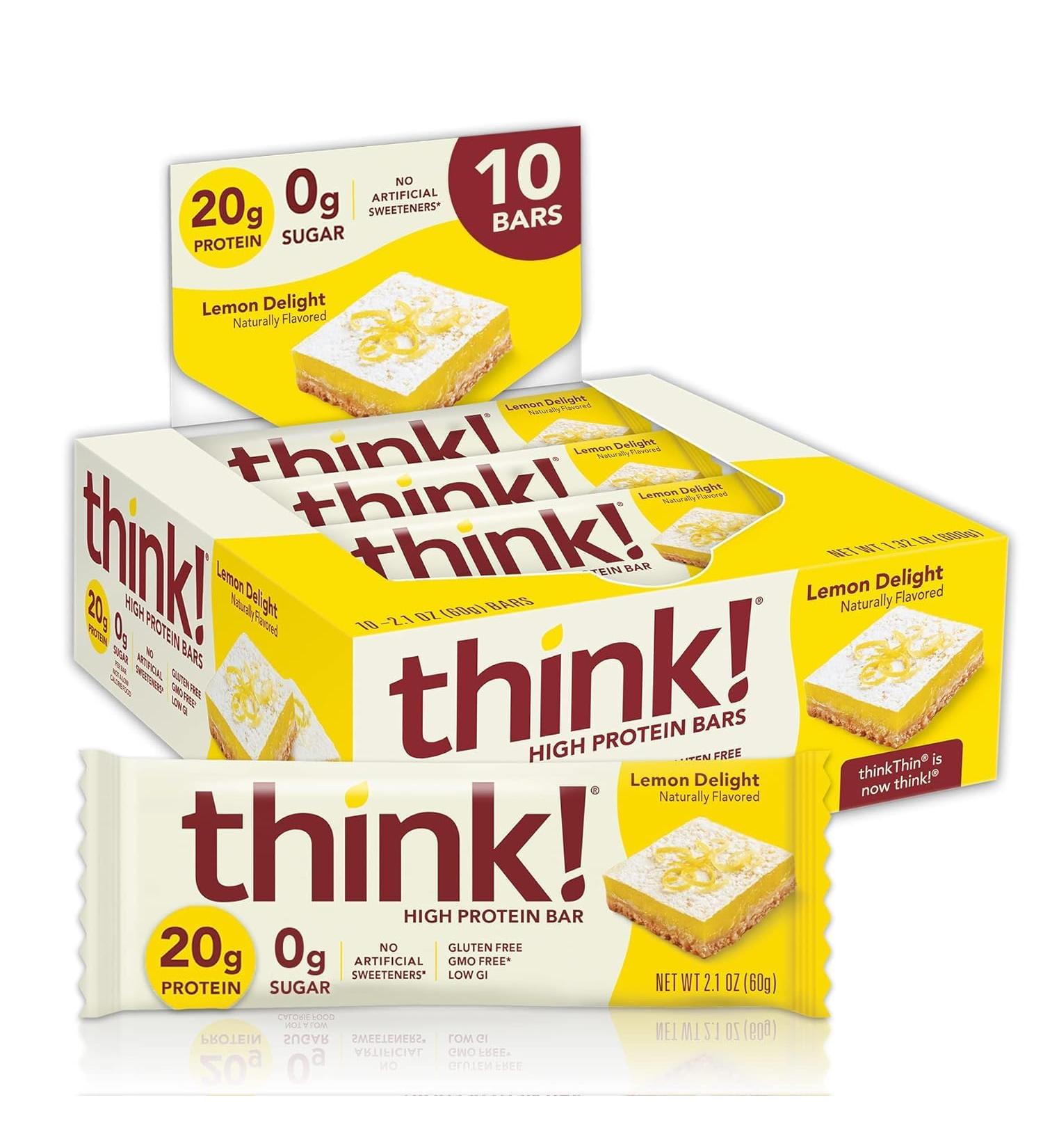 Think! High Protein Bars Lemon Delight 2.1 Oz 10 Count 600g - Buy Online on GoSupps.com