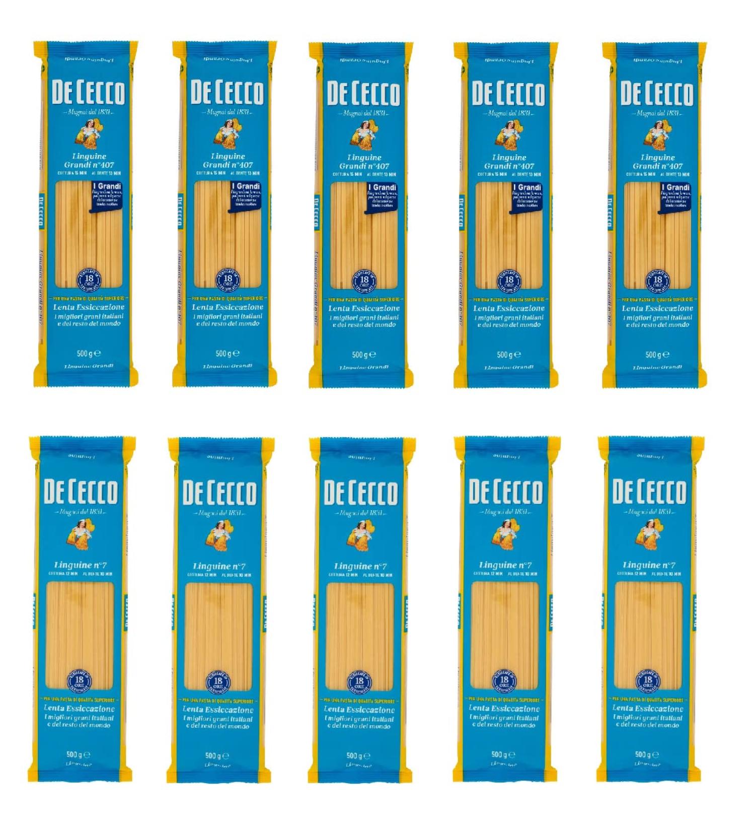  Italian Gourmet E.R. Test kit Linguine grandi and linguine Pasta De Cecco 100% Italian 10x 500g + Italian Gourmet Polpa 400g - Buy Online on GoSupps.com