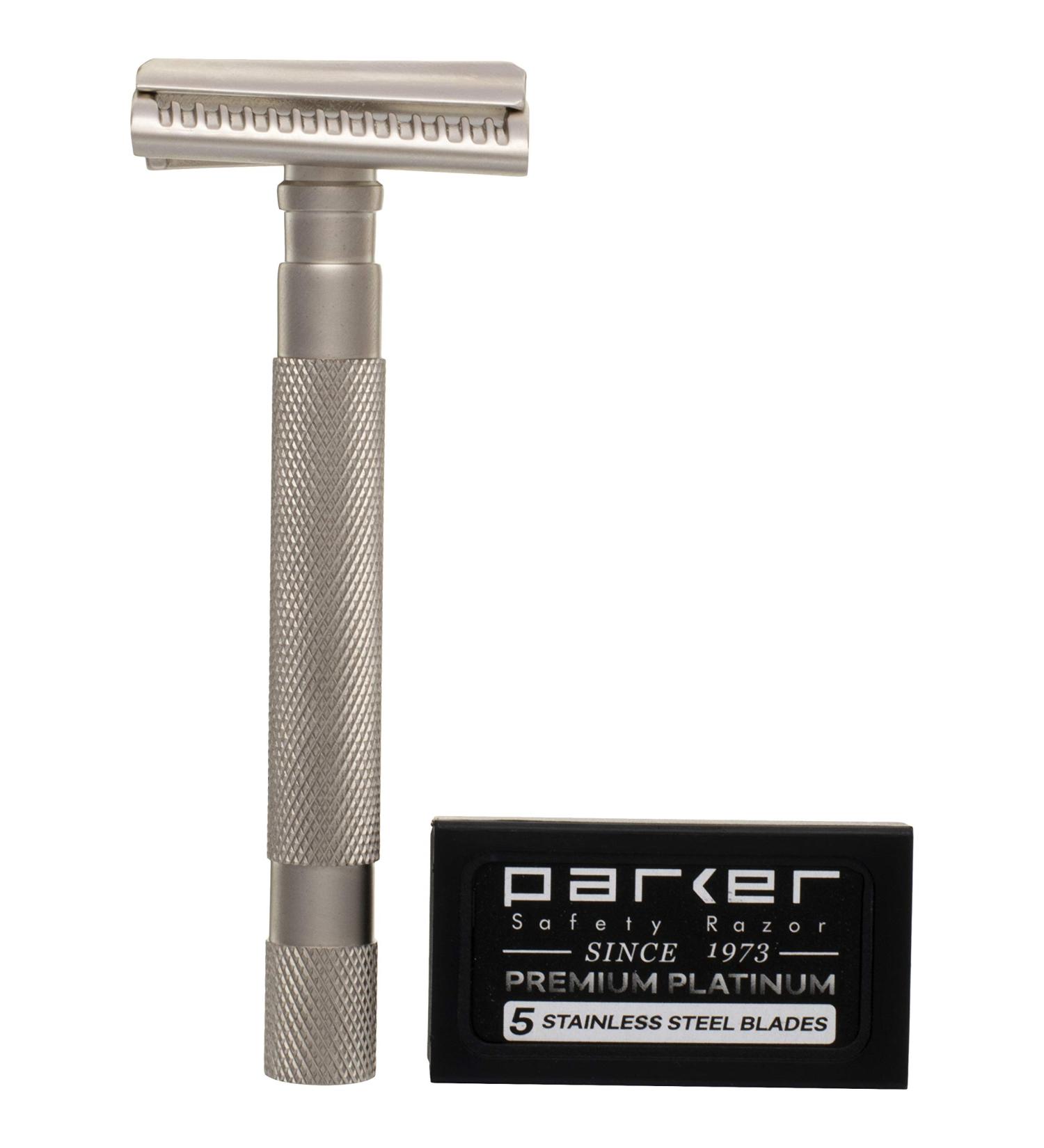 PARKER Semi Slant Safety Razor - Satin Graphite Finish | 70 ml | Buy Internationally - Buy Online on GoSupps.com