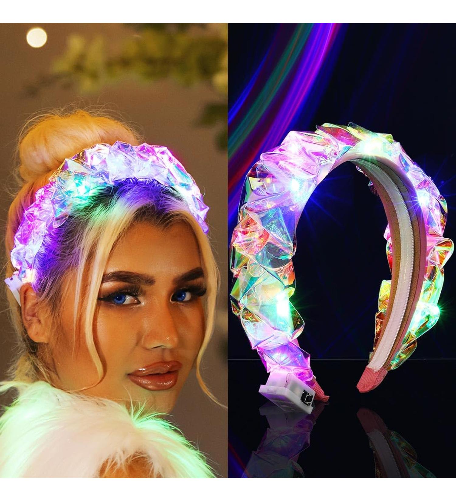 Yean Light Up Headband Flashing Hair Band LED Braided Hair Hoops Luminous Hair Accessories for Christmas Halloween Lighted Party (Braided) - Buy Online on GoSupps.com