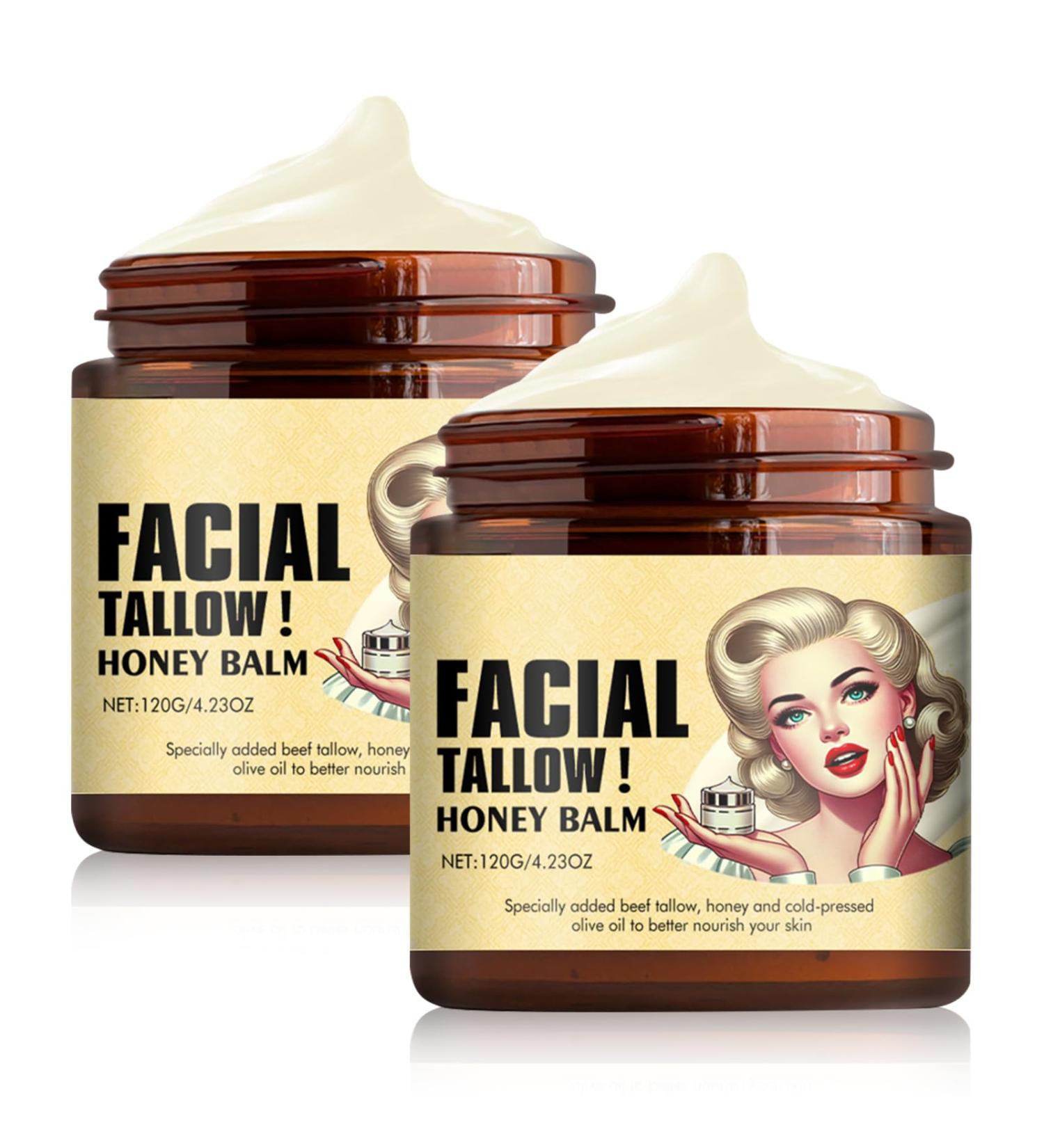 Whipped Beef Tallow & Honey Balm - Natural Face & Body Moisturizer Grass Fed & Finished | 2 Bottles - Buy Online on GoSupps.com