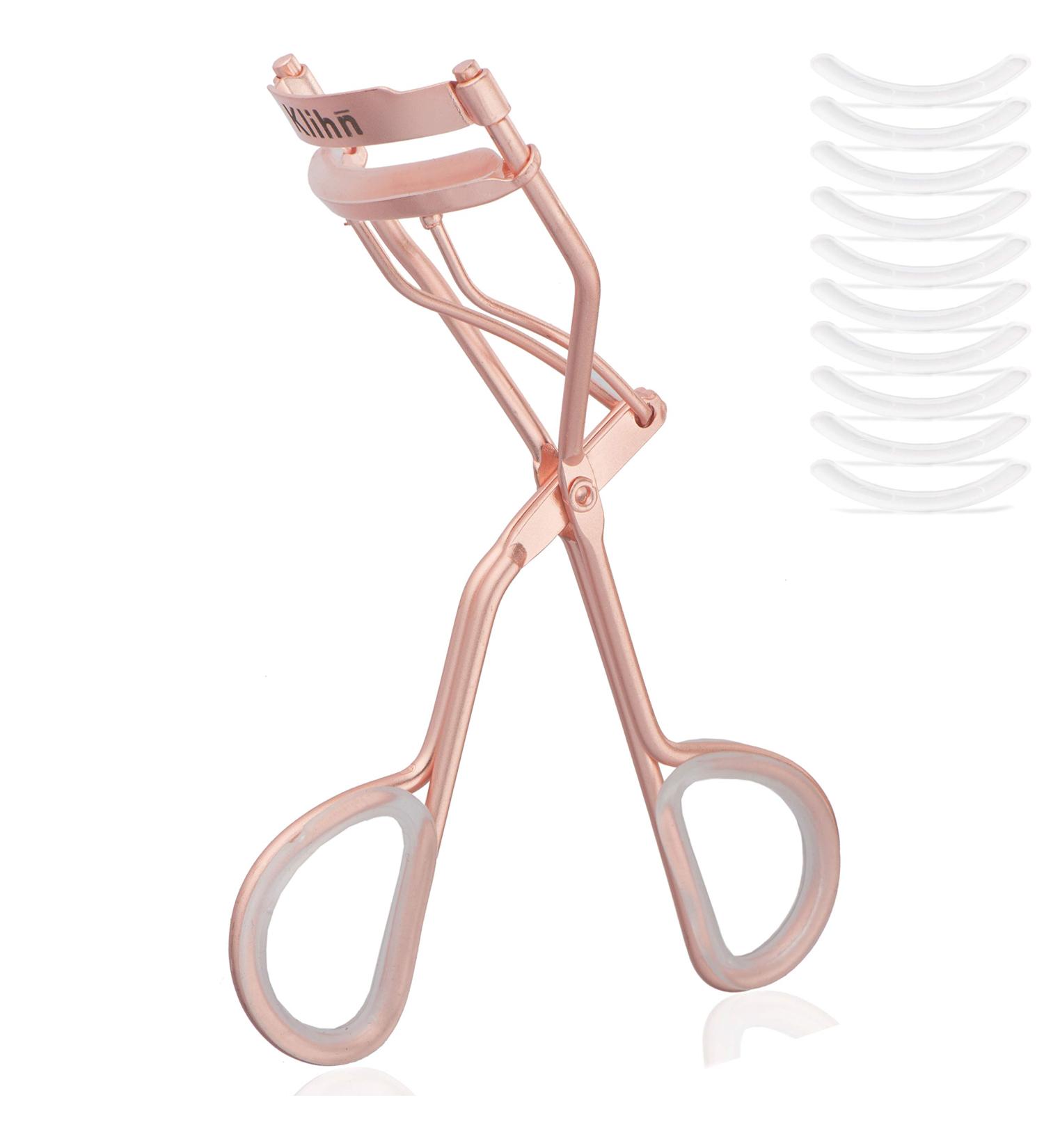 Klihn Exclusive Eyelash Curler - High-Quality Carbon Steel & 8 Extra Rubber Pads | Perfectly Curved Lashes in Rose Gold Matte - Buy Online on GoSupps.com