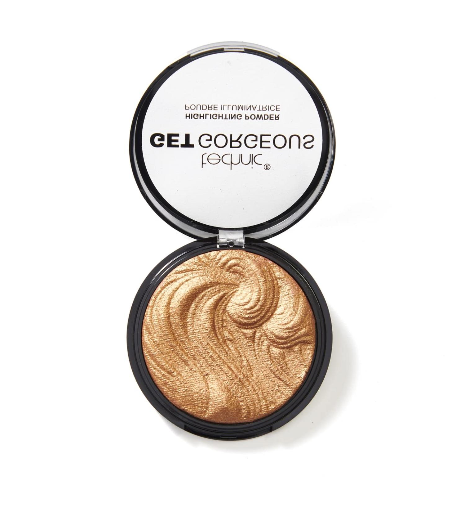 Technic Get Gorgeous Highlighting Powder - 24CT Gold Shimmer Face Makeup Compact 6g - Buy Online on GoSupps.com