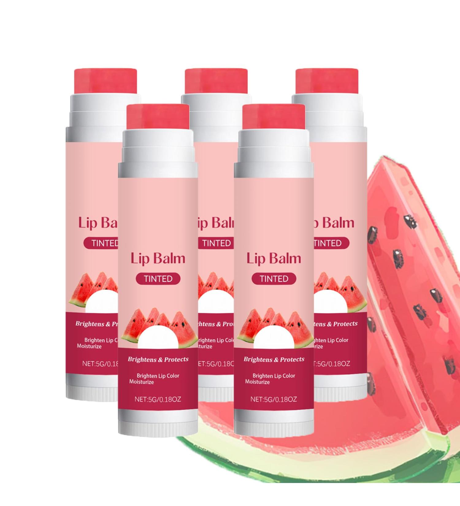  ZLHHRZJX Watermelon Tinted Lip Balm Lip Balm with Sweet Watermelon Taste Juicy Fruity Moisturizing Balm for Dry Lips Deep Moisturizing Care (5 Pcs) - Buy Online on GoSupps.com