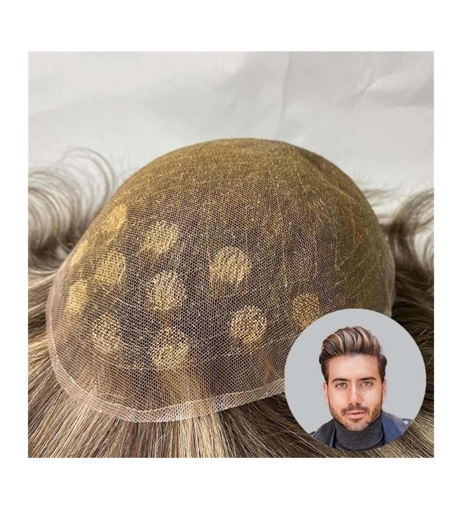 Toupee for Men's Hair Toupee for Men Real Human Hair Pieces Male Hair Prosthesis Super Soft and Breathable Full Lace Base Hair Replacement System for Man Hairpiece for Men (Color : Color 4 and 613 11 8x10 Color 4 and 613 110% - Buy Online on GoSupps.com