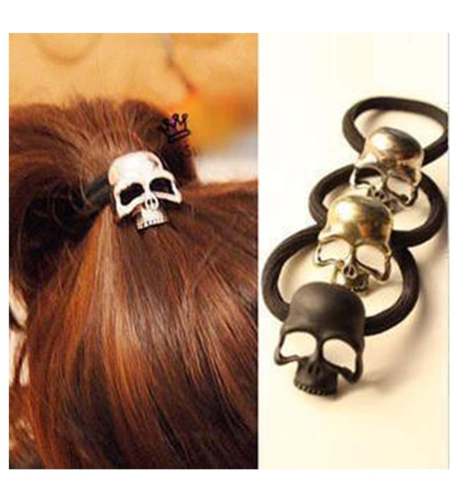 Aneneiceera Gothic Skull Hair Tie Viking Skull Hair Band Rope Black Ponytail Holder Black Rope Hair Ties Scrunchies Punk Ponytail Holder Skeleton Hair Accessories Jewelry for Women and Girls (Silver) - Buy Online on GoSupps.com