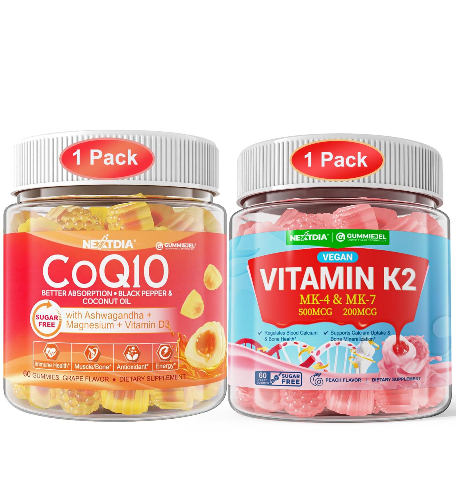 Nextdia Bundle: Coq10 100mg 200mg Gummies & Vitamin K2 Gummies - Buy Online on GoSupps.com