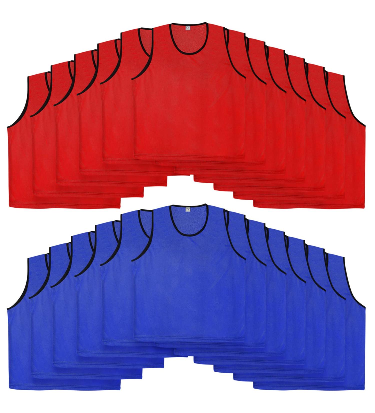 24-Piece Nylon Mesh Pinnies Scrimmage Vests for Youth Sports - Blue and Red - Buy Online on GoSupps.com