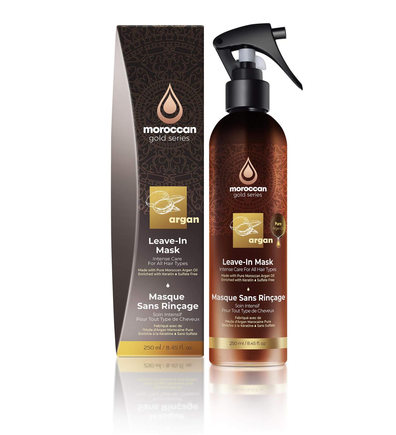 Moroccan Gold Series Leave-In Hair Mask with Argan Oil and Keratin - Nourishing Leave In Conditioner for Curly, Frizzy, or Damaged Hair - 8.4oz - Buy Online on GoSupps.com