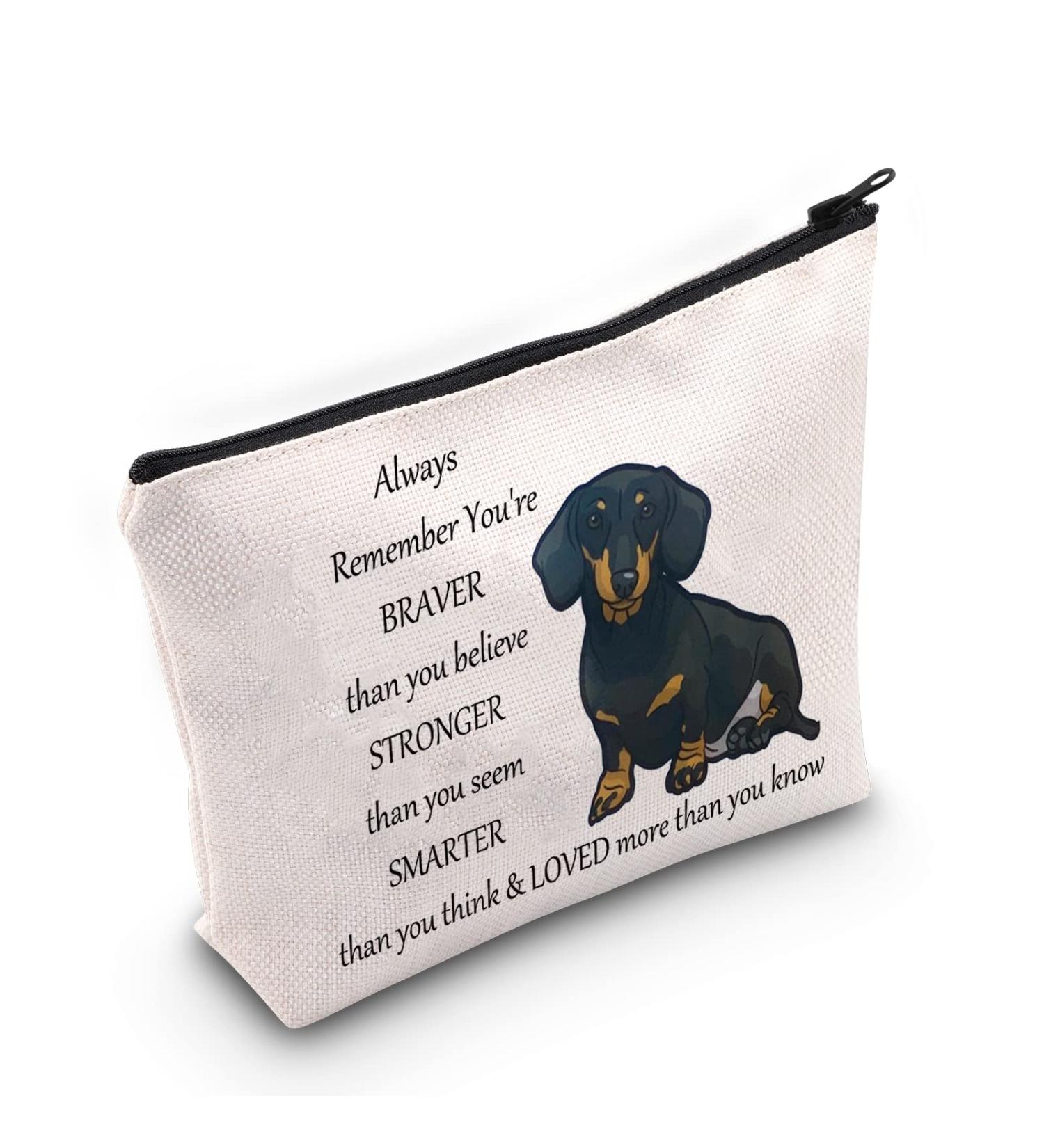 Cosmetic Bag with Dachshund Motif - Perfect Gift for Dachshund Lovers | Zippered Make-Up Bag for Dog Owners - Buy Online on GoSupps.com