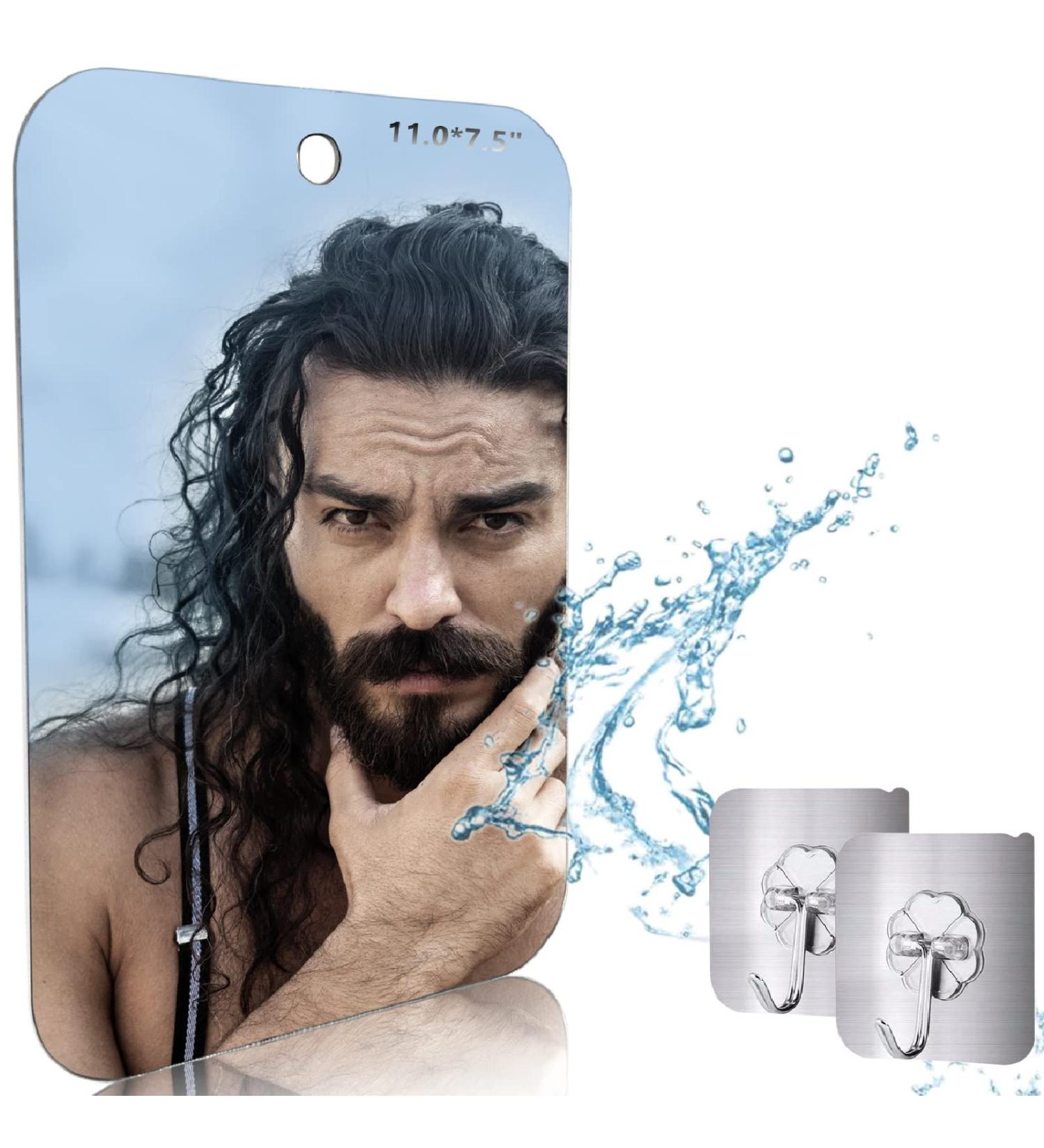 Fogless Shower Mirror for Shaving - Large 11X7.48 inch with Hooks | Frameless Men's Shaving Mirror - Buy Online on GoSupps.com