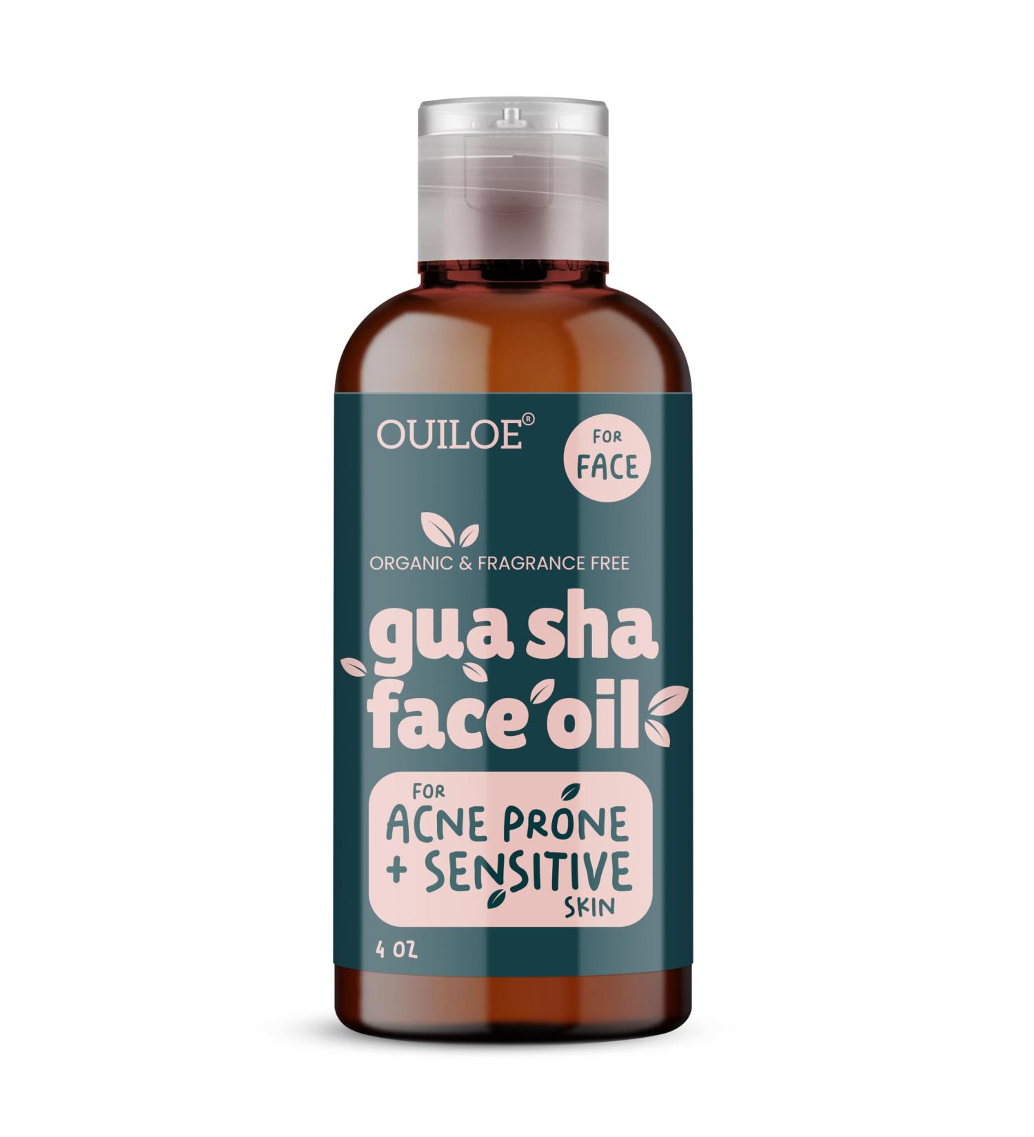Gua Sha Oil for Sensitive and Acne Prone Skin - Face Oil Gua Sha Massage - Lymphatic Massage Oil for Face - Non Comedogenic Fragrance Free Natural & Non Greasy 4oz by Ouiloe - Buy Online on GoSupps.com