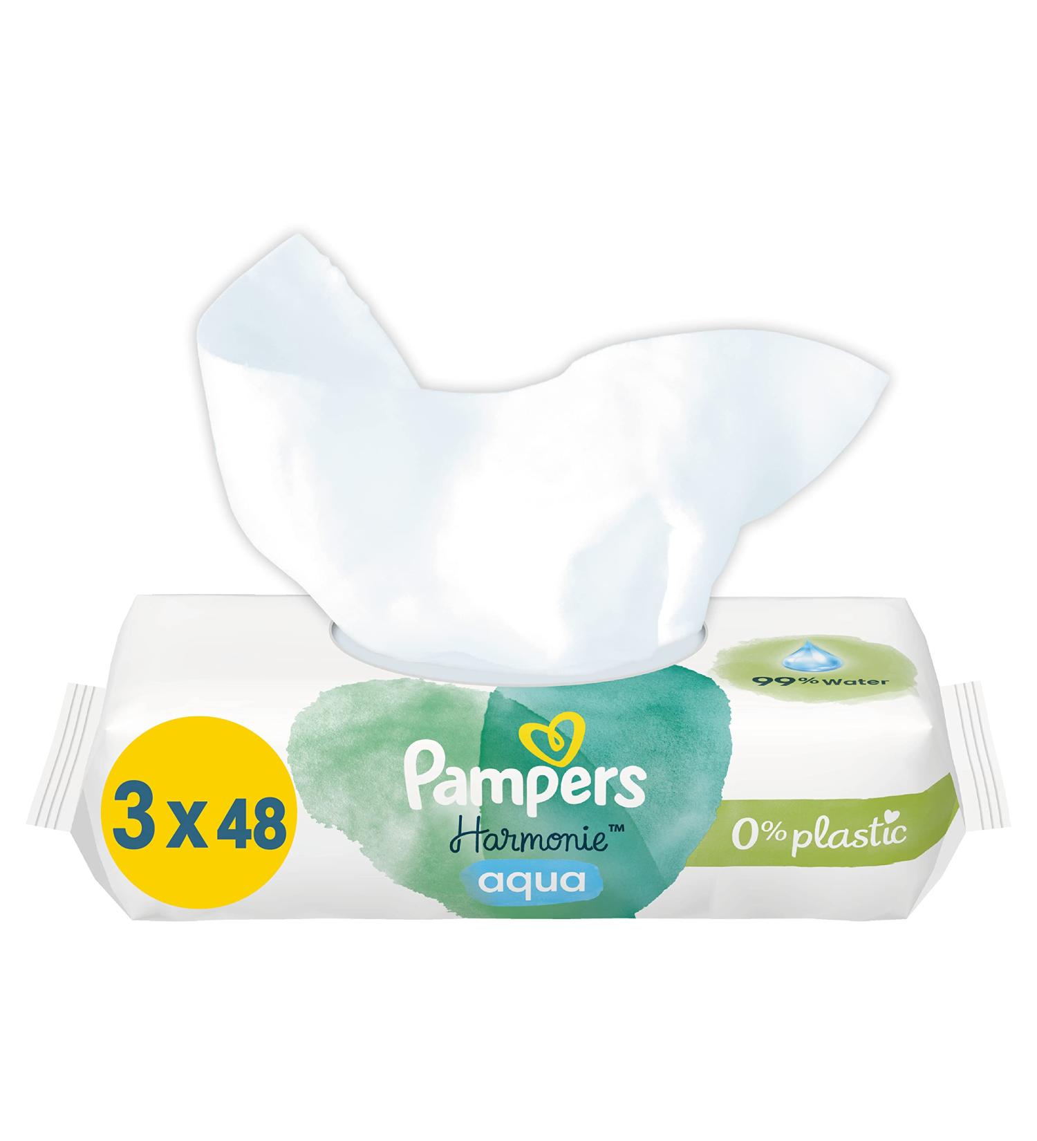 Pampers Harmony Baby Wet Wipes 144 Towels (3 x 48) | Gentle Skin Protection with 99% Water Ideal for Delicate Skin - Buy Online on GoSupps.com