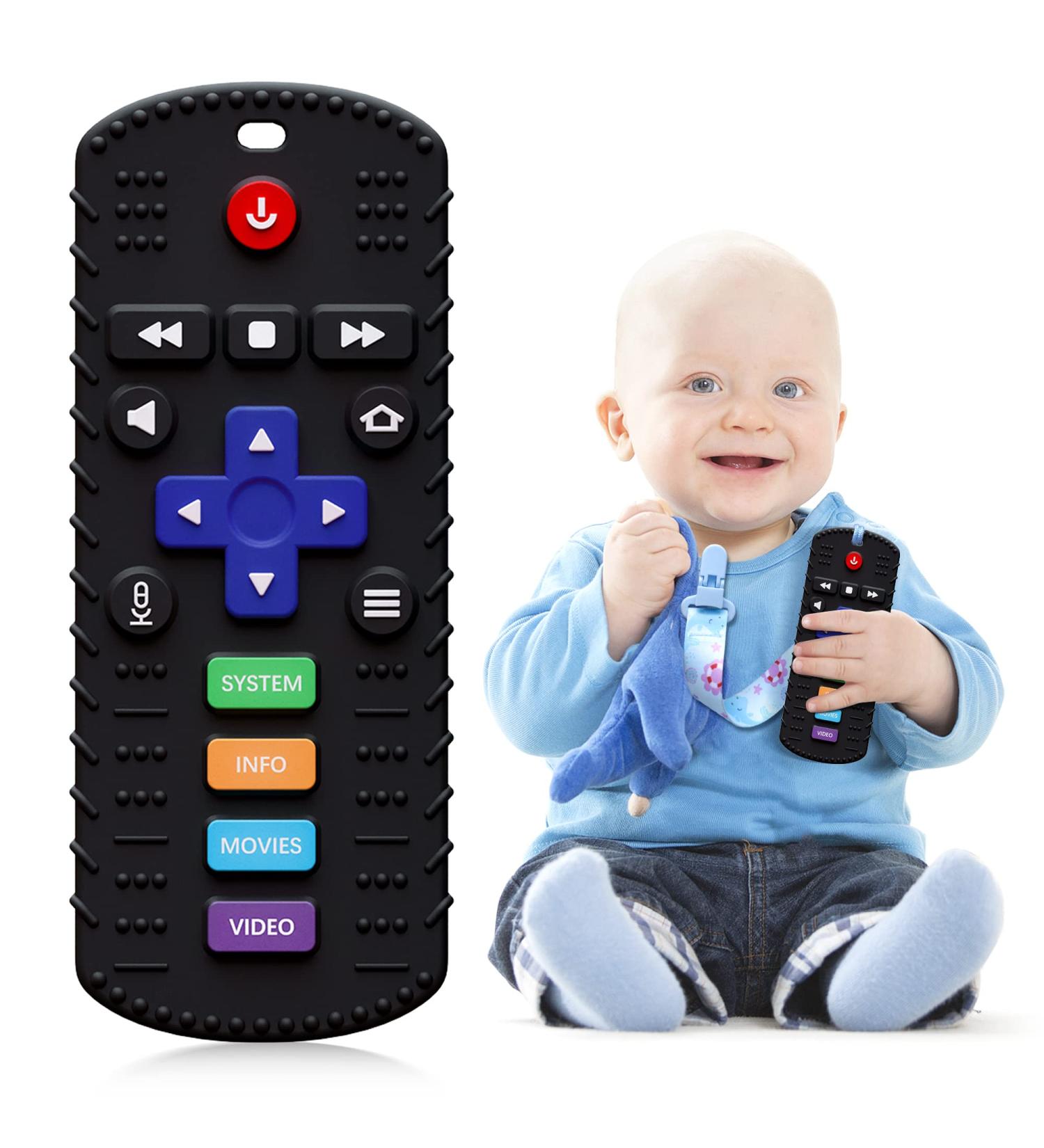 HOPEEYE Silicone Baby Teething Toys - TV Remote Control Design - BPA Free Chew Toys for Babies 6-12 Months (Black) - Buy Online on GoSupps.com