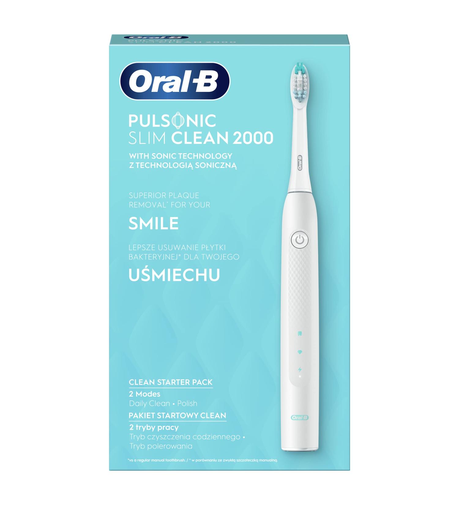 Buy Oral-B Pulsonic Slim Clean 2000 Sonic Toothbrush - White | Braun Battery Toothbrush with Pulsonic Clean Tip | International Shipping Available - Buy Online on GoSupps.com