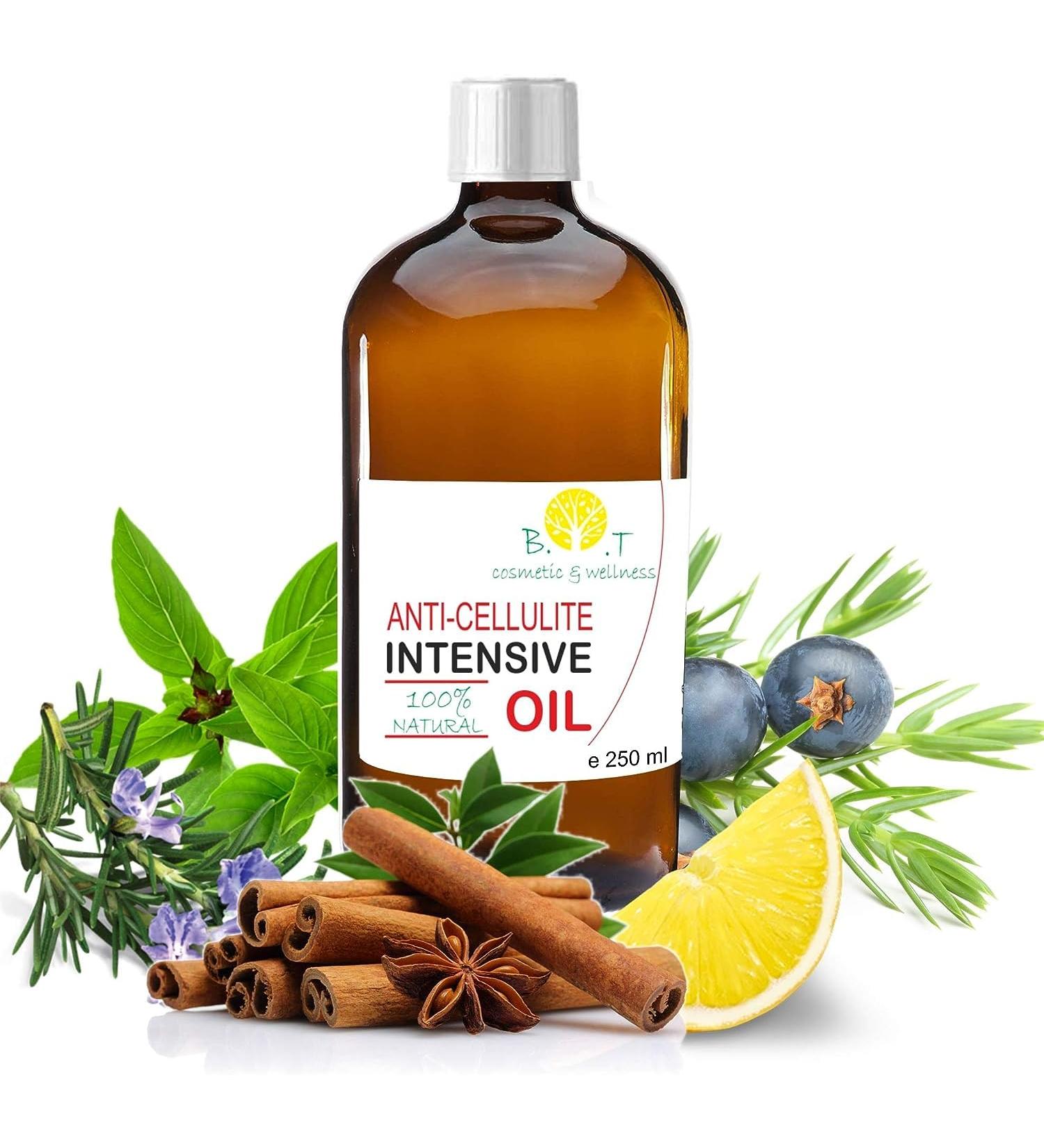 Natural Weight Loss Fat Burner Anti Cellulite Oil with Lemon, Rosemary, Cinnamon, Basil & Juniper Berry - 250ml - Buy Online on GoSupps.com