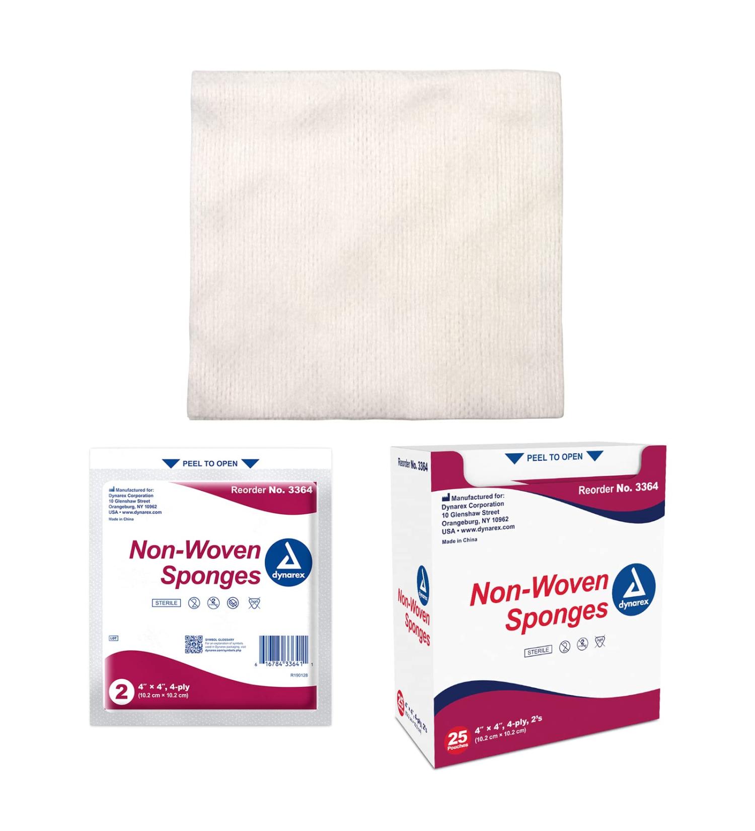 Dynarex Sterile Non-Woven Gauze Sponges - 4x4 Highly Absorbent 25 Pack for Cleansing & Dressing - International Shipping Available - Buy Online on GoSupps.com