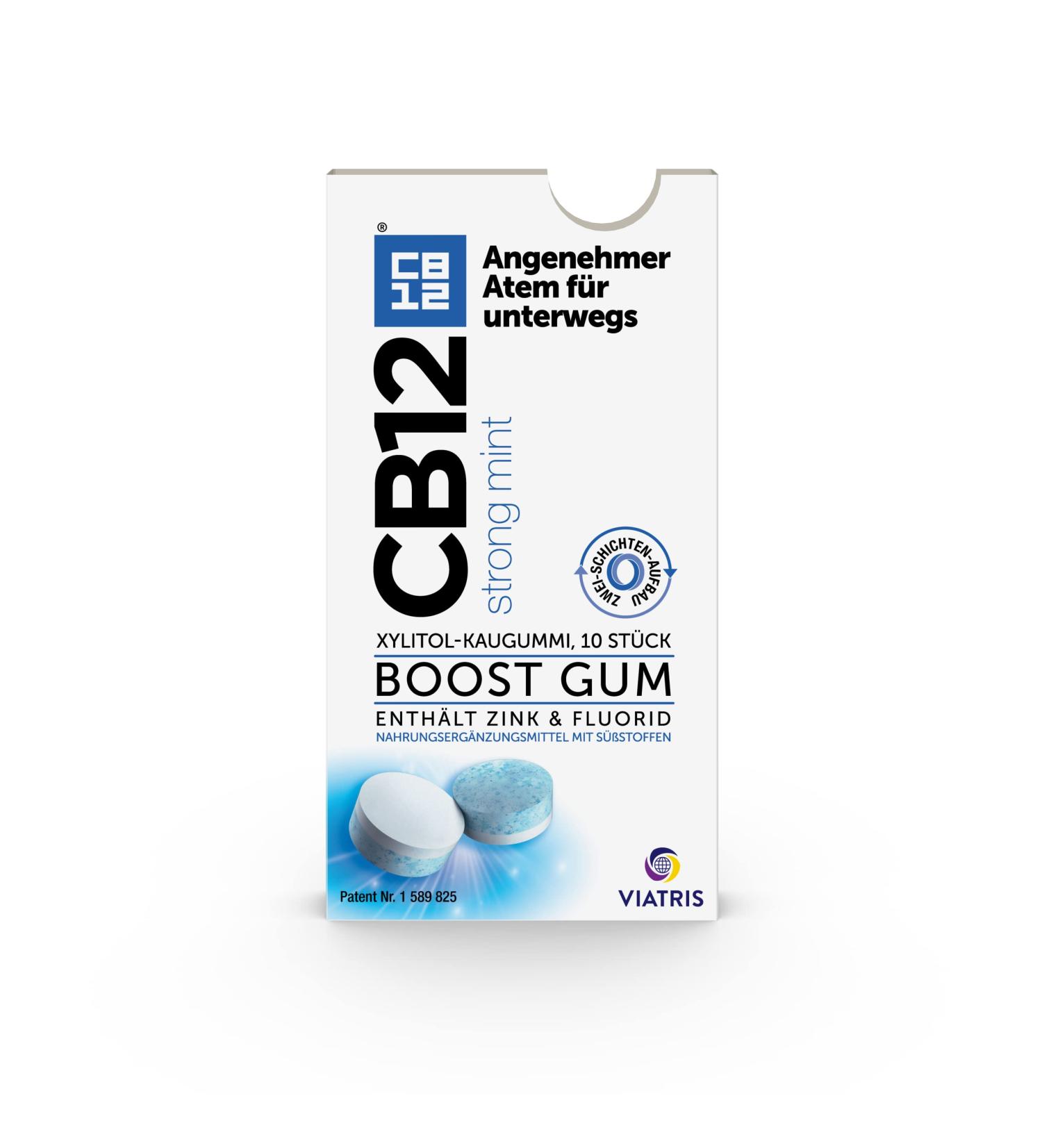 CB12 Boost Strong Mint Chewing Gum - Sugar-Free Freshness Prevents Bad Breath 10 Pieces (1 Pack) - Buy Online on GoSupps.com