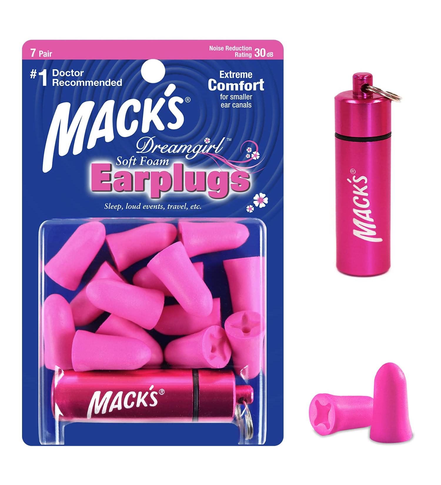 Mack's Dreamgirl Soft Foam Earplugs 7 Pair with Travel Case - Small Ear Plugs for Sleeping, Snoring, Studying, Events, Traveling & Concerts - Buy Online on GoSupps.com