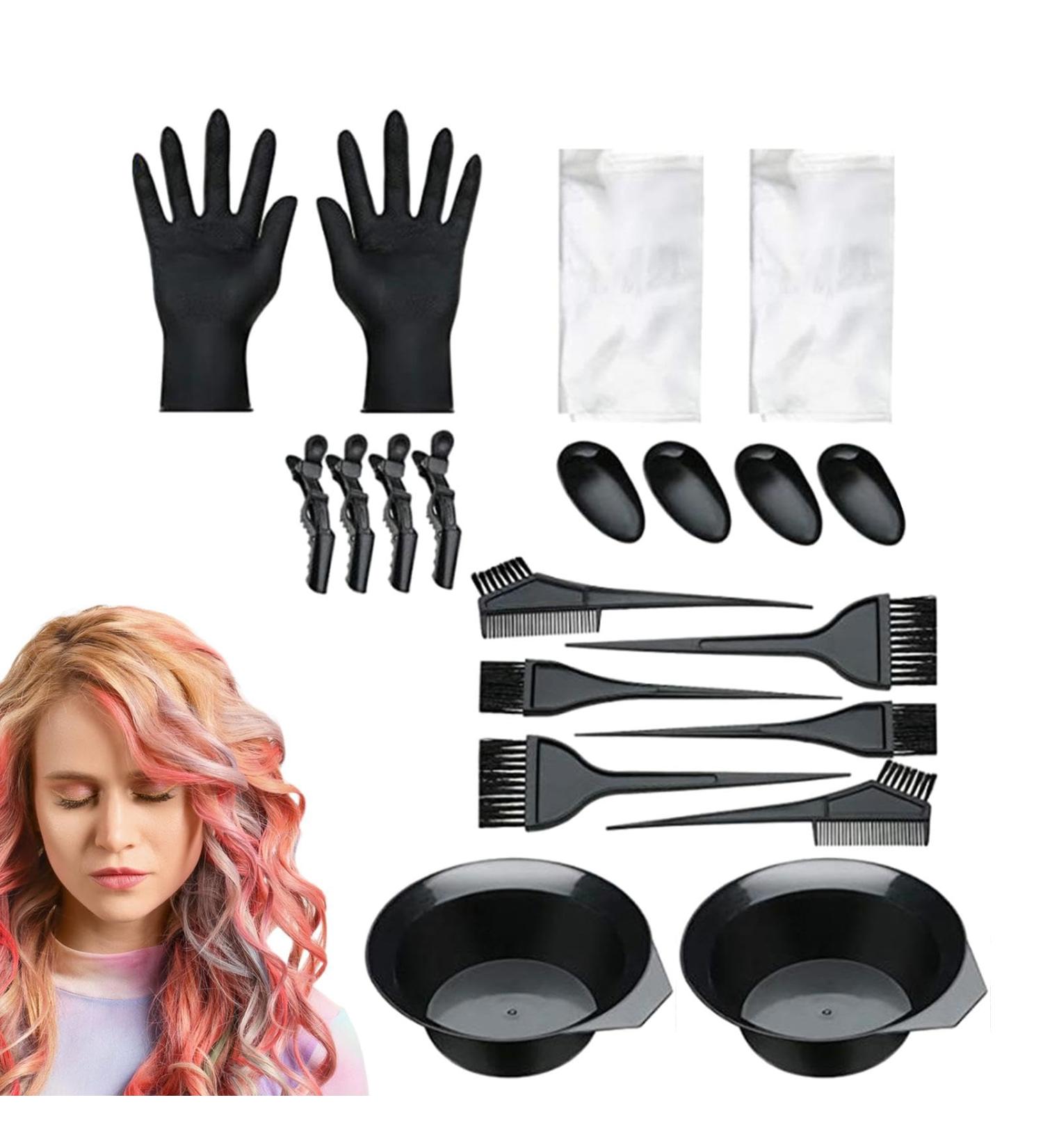 Hair Dye Brush and Bowl Set Hair Dye Accessory Set - Hair Dye Set Mixing Bowl | 20-Piece Hair Dye Set Dye Brush and Bowl Set Hair Dye Cape with Ear Protection Hair Dye Tools - Buy Online on GoSupps.com