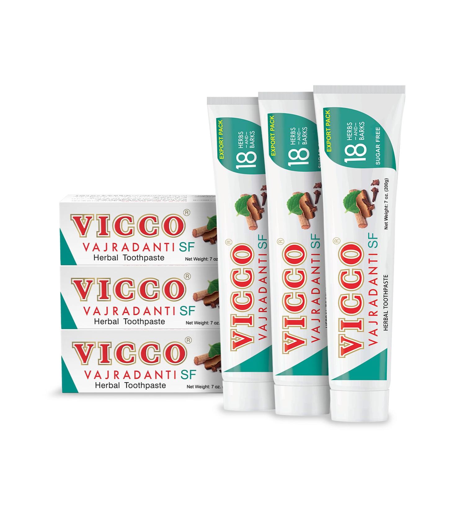 Vicco Vajradanti Herbal Toothpaste - Natural Astringent & Analgesic 18 Herbs Vegan Cruelty-Free Sugar-Free 3-Pack 7oz - Buy Online on GoSupps.com