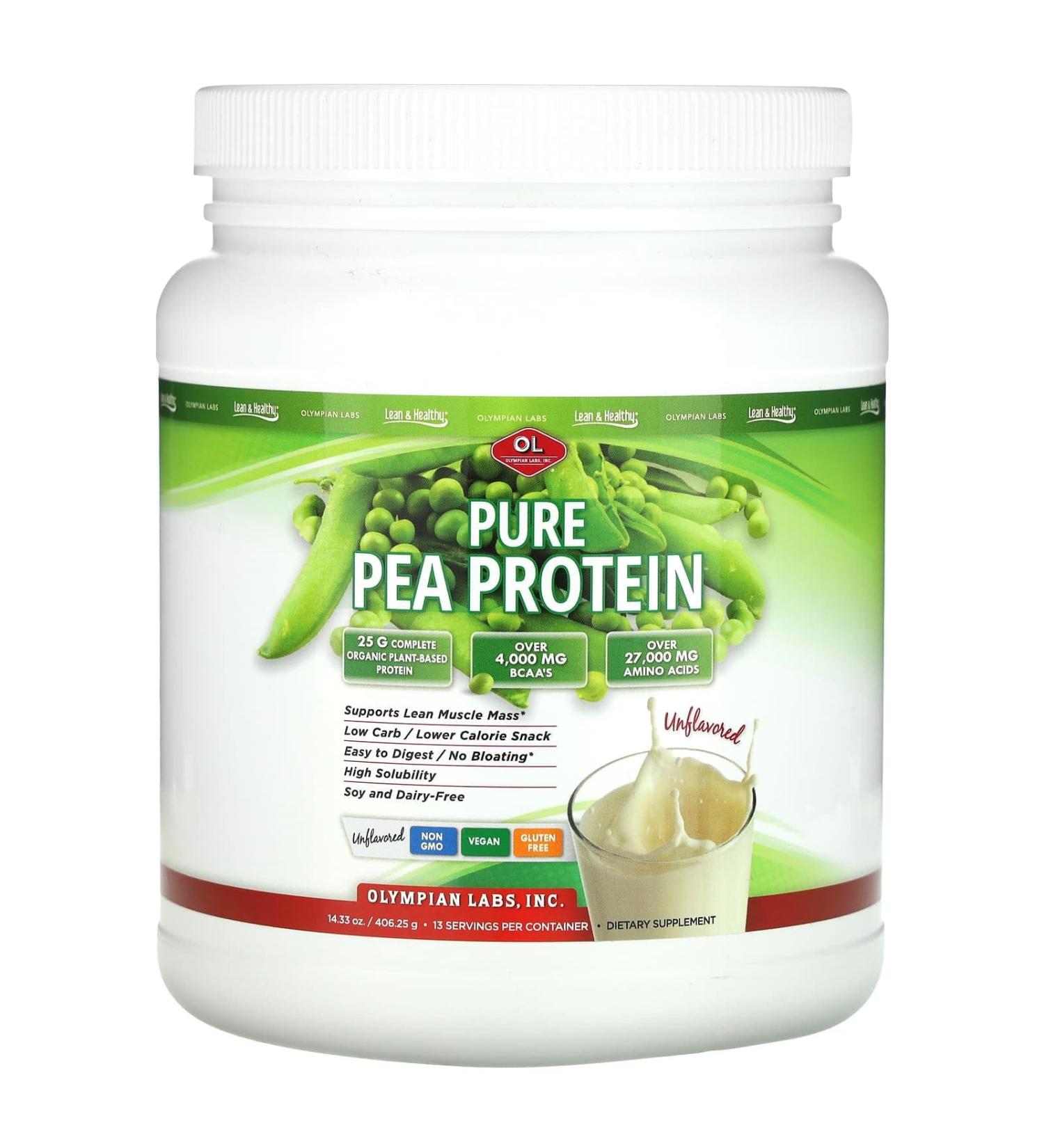 Olympian Labs Unflavored Pea Protein Powder - 25g Plant-Based Protein Vegan Low Carb Gluten Free Lactose Free No Sugar & Soy - 13 Servings - Buy Online on GoSupps.com