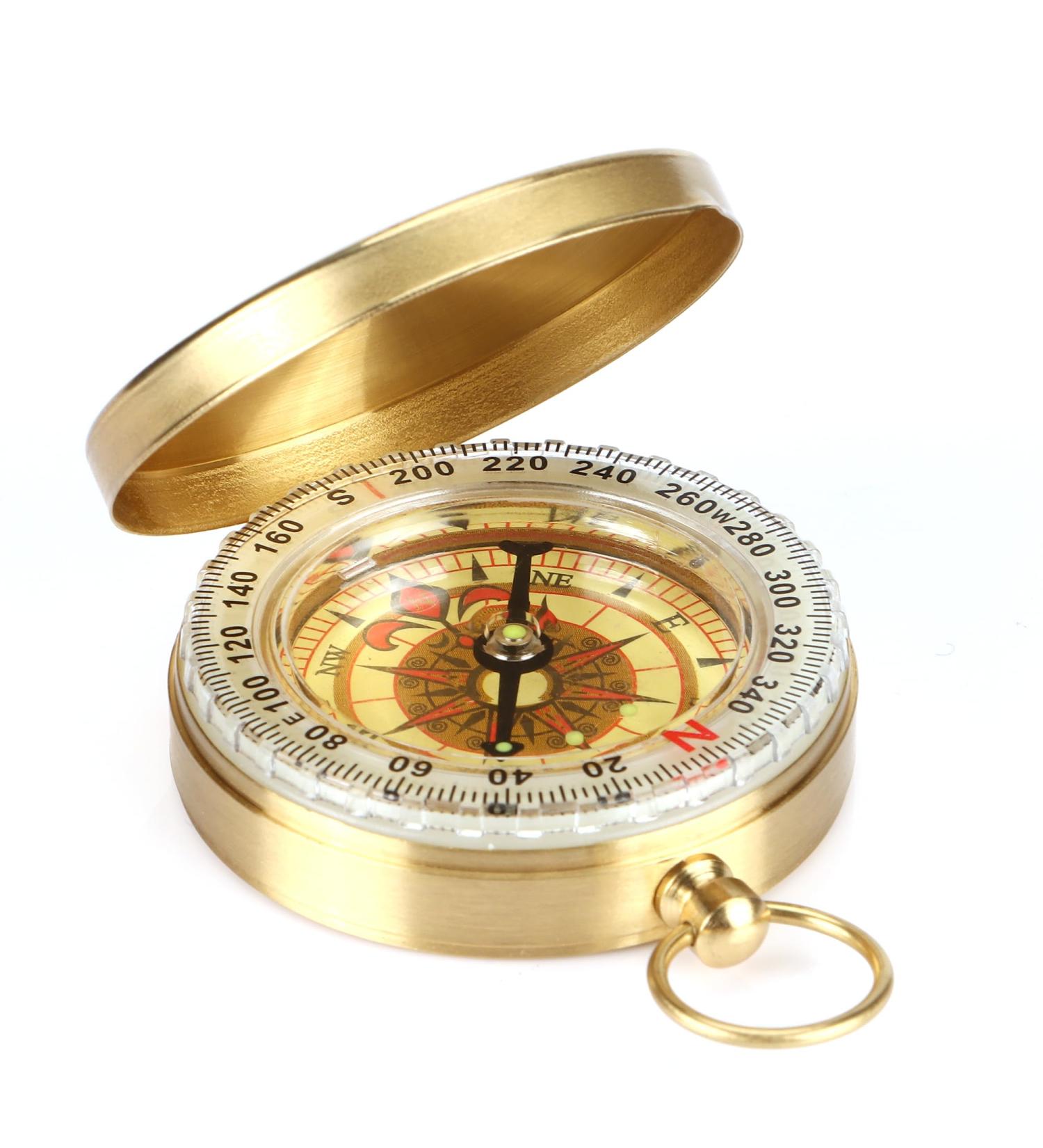 Buy Waterproof Outdoor Compass - Portable Hiking Compass with Luminous Jacks for Camping & Adventures (Golden) - Buy Online on GoSupps.com