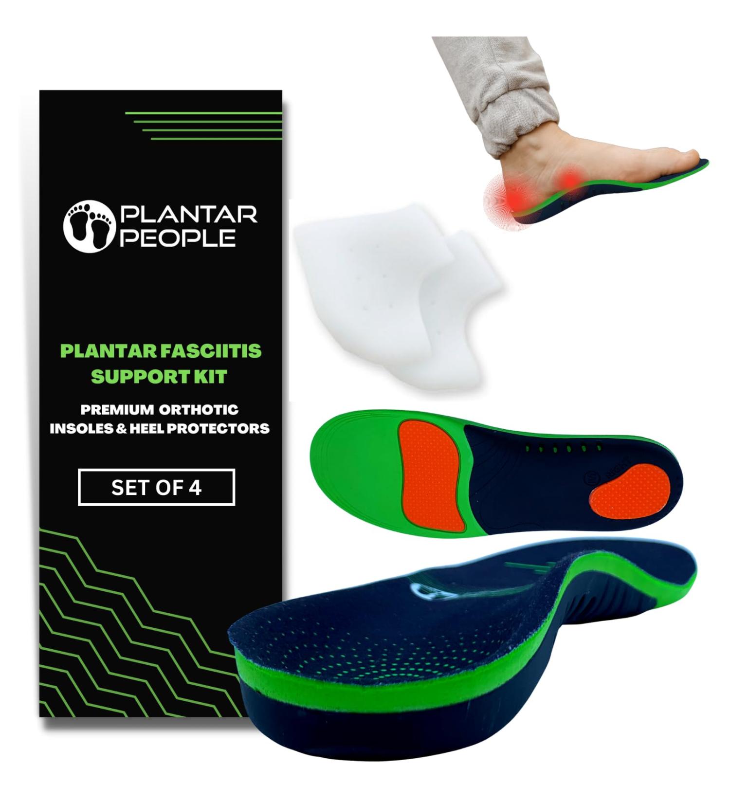 Plantar People Orthotic Insoles - Full Length with Arch Supports, Silicone Heel Pads - XL UK 11-13 | Plantar Fasciitis Treatment - Buy Online on GoSupps.com