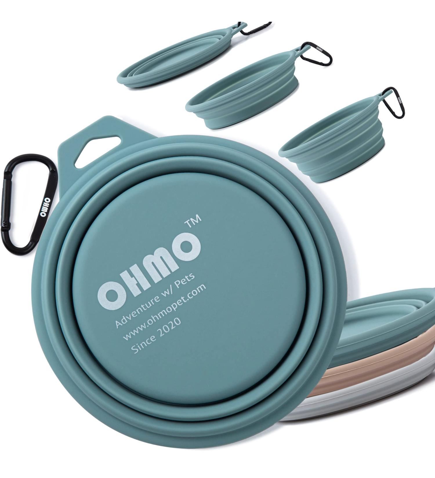 Ohmo Foldable Dog Bowl 800ml - Portable Travel Water Bowl for Medium to Large Pets - Extra Thick Light Blue - Buy Online on GoSupps.com