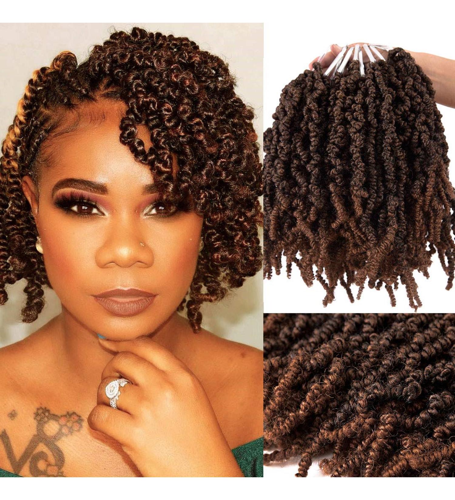 3 Packs Short Curly Spring Pre-twisted Braids Crochet Hair Extensions - 10 Ombre Fiber Twist Bulk (10 T1B30) - Buy Online on GoSupps.com