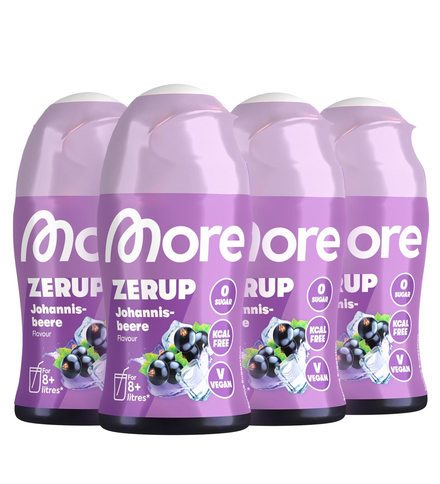 More Zerup Currant Syrup 4x65ml - Sugar-Free Vegan Zero Calories - Made in Germany for 32L Finished Drink - Buy Online on GoSupps.com
