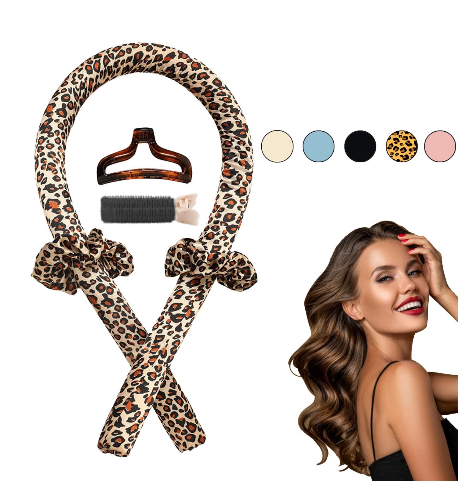 Women's Heatless Curling Headband for Long Hair - No Heat Rollers for Effortless Curls - Leopard Print Hair Curler Set - Buy Online on GoSupps.com