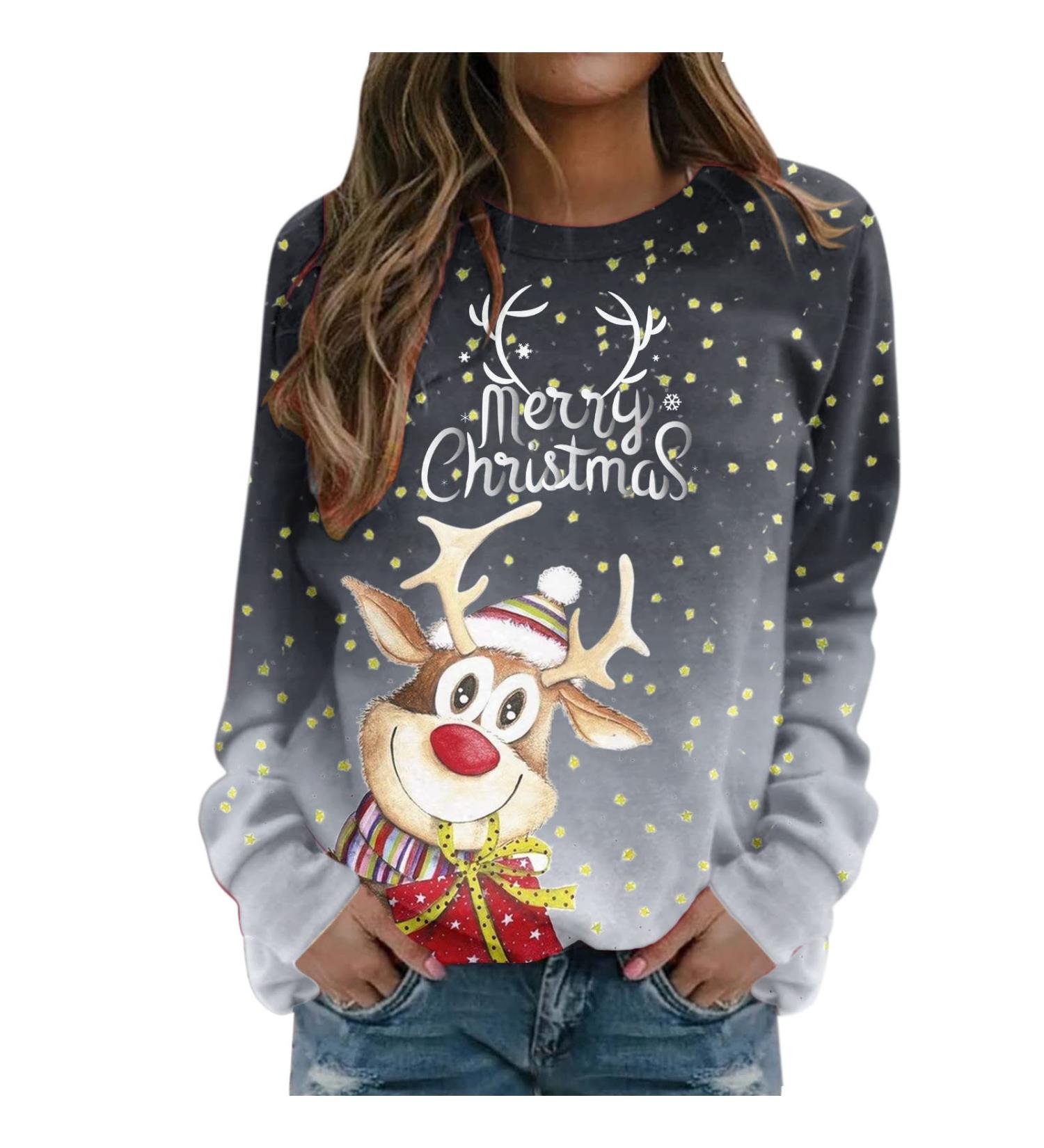 Funny Ladies Long-Sleeve Christmas Sweater Reindeer Elf & Santa Jumpers | Holiday Apparel for Women - Buy Online on GoSupps.com