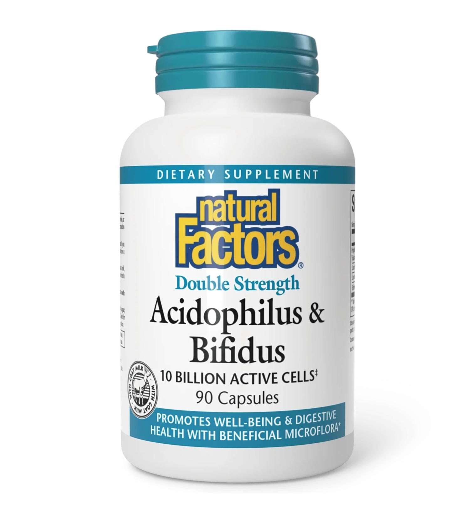 Natural Factors - Acidophilus & Bifidus Promotes Well-Being & Digestive Health 90 Capsules 90 Count (Pack of 1) - Buy Online on GoSupps.com