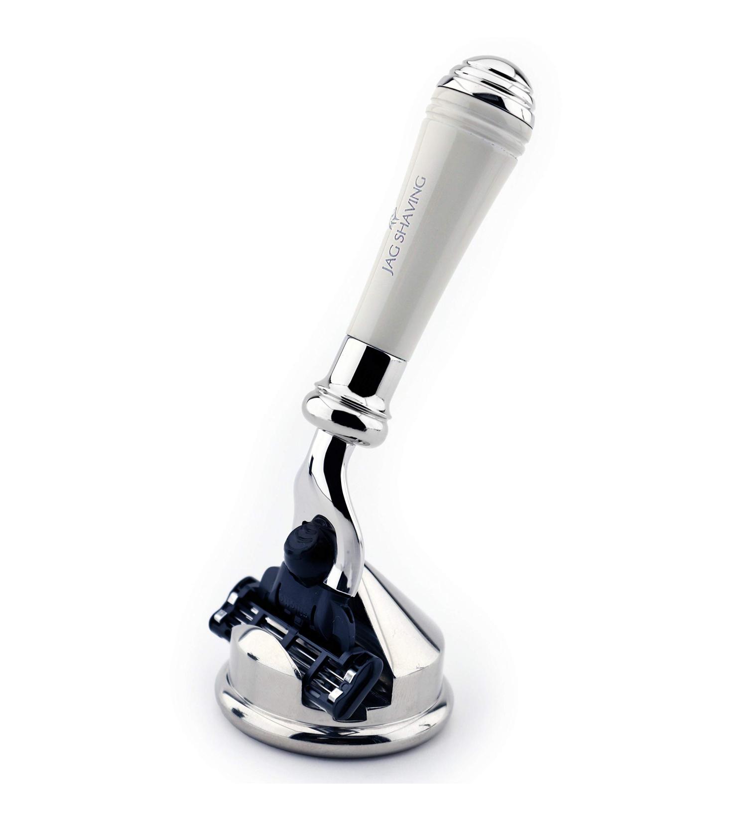 Premium Safety Razor Set with Stand & 3 Blades - High-Quality Synthetic Resin Handle | Perfect Gift for Gentlemen - Buy Online on GoSupps.com