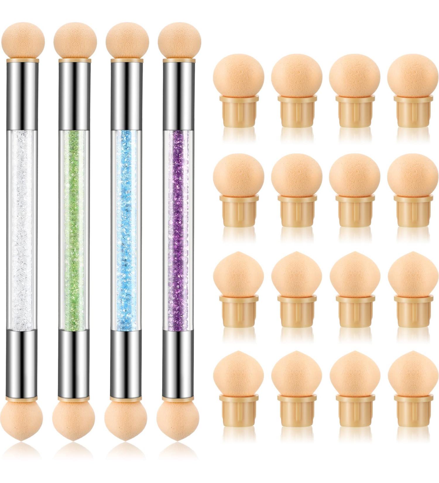 Sponge Nail Brush Set with Double Head Gradient Pens - 4 Pieces with 16 Replacement Heads for Nail Art Manicure - Buy Online on GoSupps.com