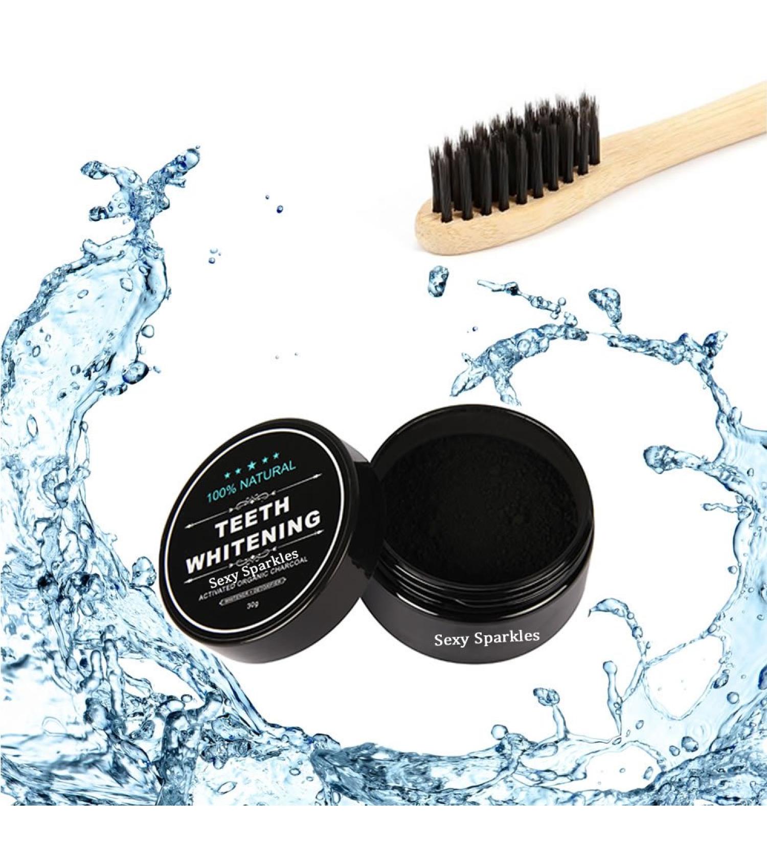 Organic Coconut Activated Charcoal Teeth Whitening Powder with Bamboo Toothbrush - Buy Online on GoSupps.com