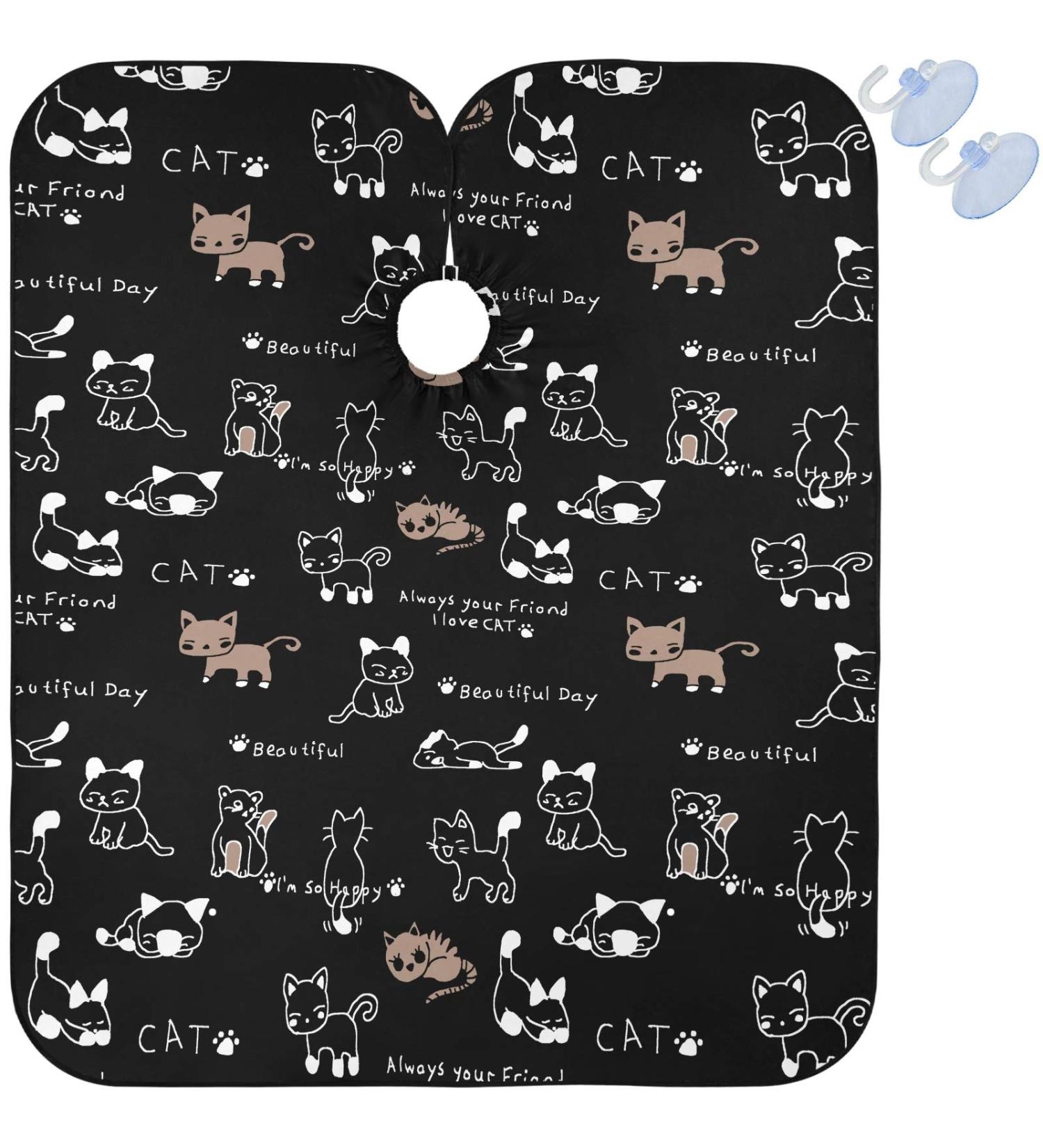 Visesunny Funny Cat Footprint Barber Cape | Water-Resistant Hair Cutting Apron | Anti-Static Hairdressing Cape for Salons | Multi-Use Beard Shaving Bib - Buy Online on GoSupps.com