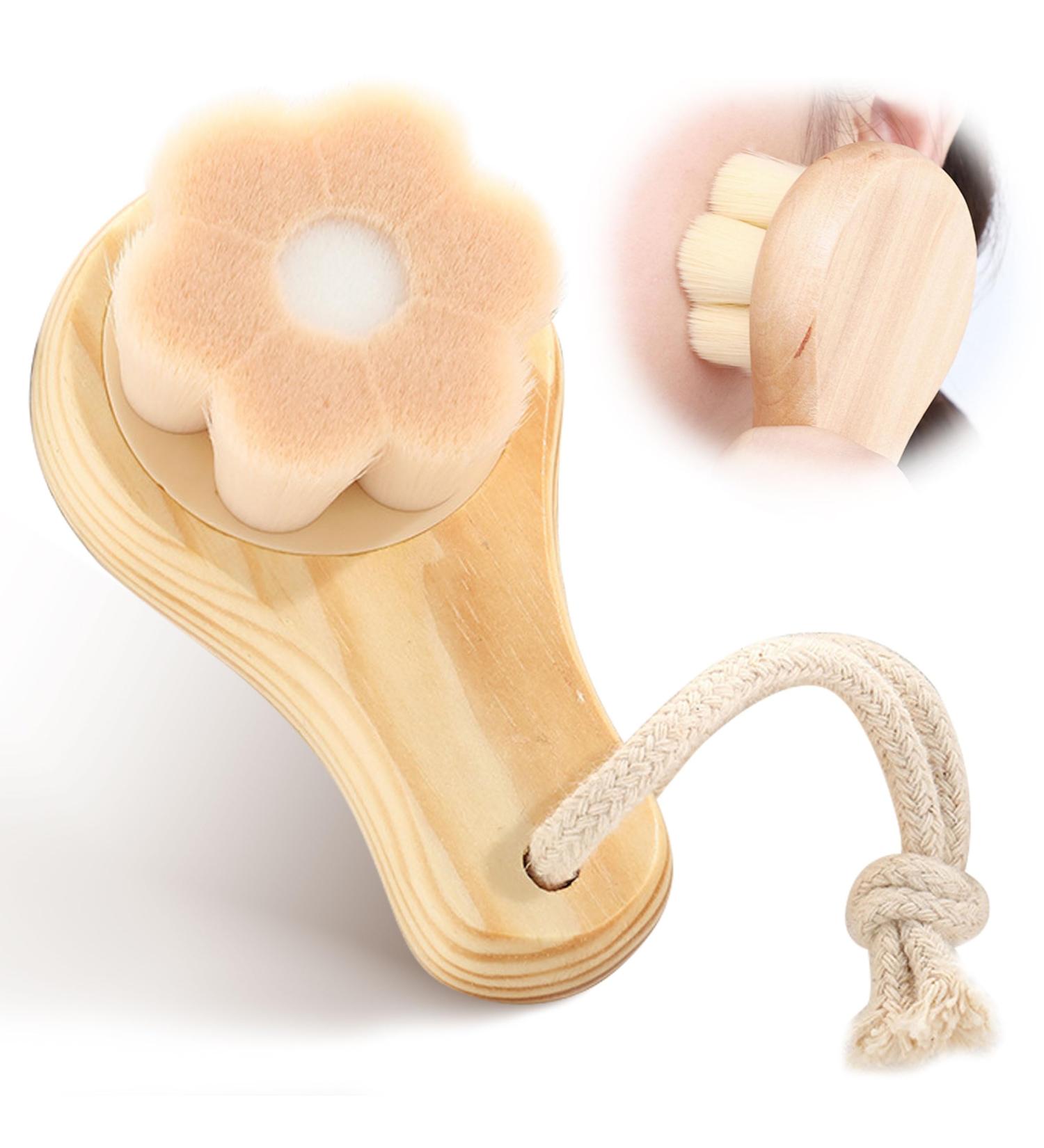 Caliee Manual Facial Cleansing Brush - Ultra Soft Wooden Face Brush for Men & Women - Exfoliator & Makeup Applicator for Deep Pore Cleaning | International Shipping Available - Buy Online on GoSupps.com