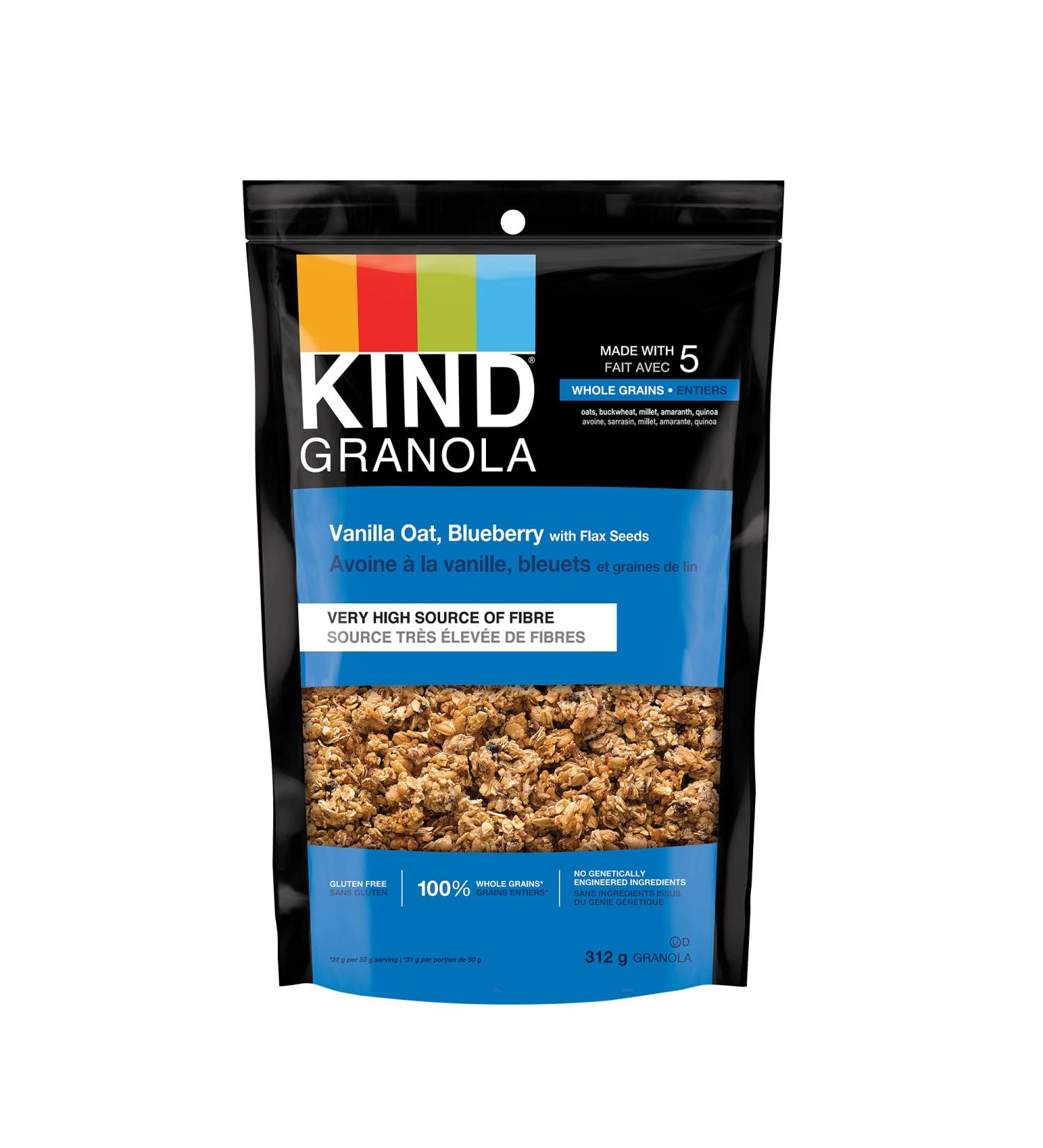 KIND Healthy Grains Clusters Vanilla Blueberry with Flax Seeds Granola 10g Protein Gluten Free 312 Gram Bag Vanilla Blueberry Clusters with Flax Seeds 312 g (Pack of 1) - Buy Online on GoSupps.com