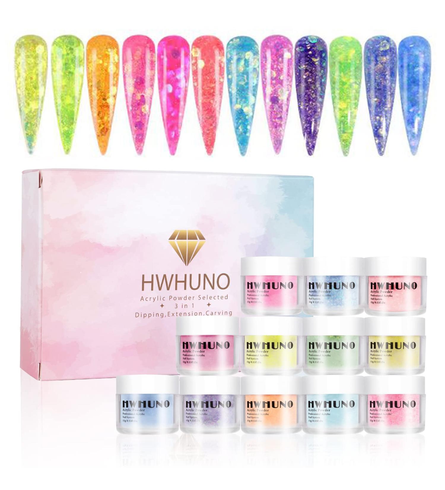 12 Colors Acrylic Powder Set - Mermaid Hexagon Chunky Glitter for Nail Extension & Dipping | Professional 3 in 1 Acrylic Polymer No Nail Lamp Needed - Buy Online on GoSupps.com