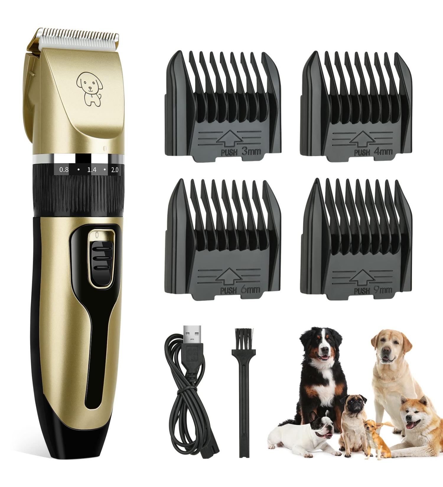 Dog Clippers Dog Grooming Kit Clippers Rechargeable Cordless Pet Clippers Low Noise Pet Hair Clipper Dog Clippers Professional for Thick Hair with 4 Combs for Dogs Cats Horses Golden - Buy Online on GoSupps.com