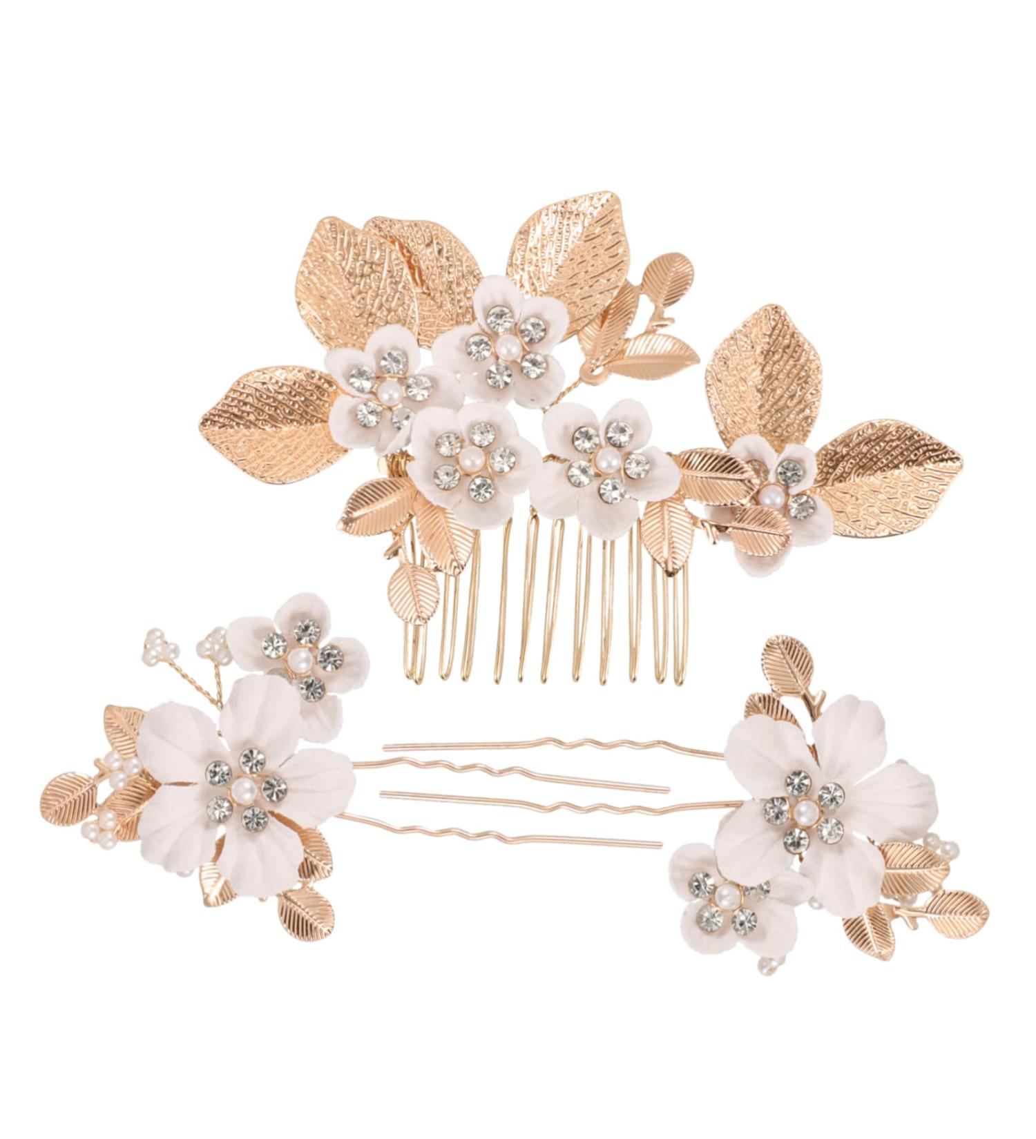 SKISUNO 1 Set Leaves and Flowers Hair Comb Wedding Hairpin Hair Accessories for Women Bridal Headpiece Bride Headdress Wedding Hair Comb Hair Combs for Women Accessories Flower Hair Pin - Buy Online on GoSupps.com