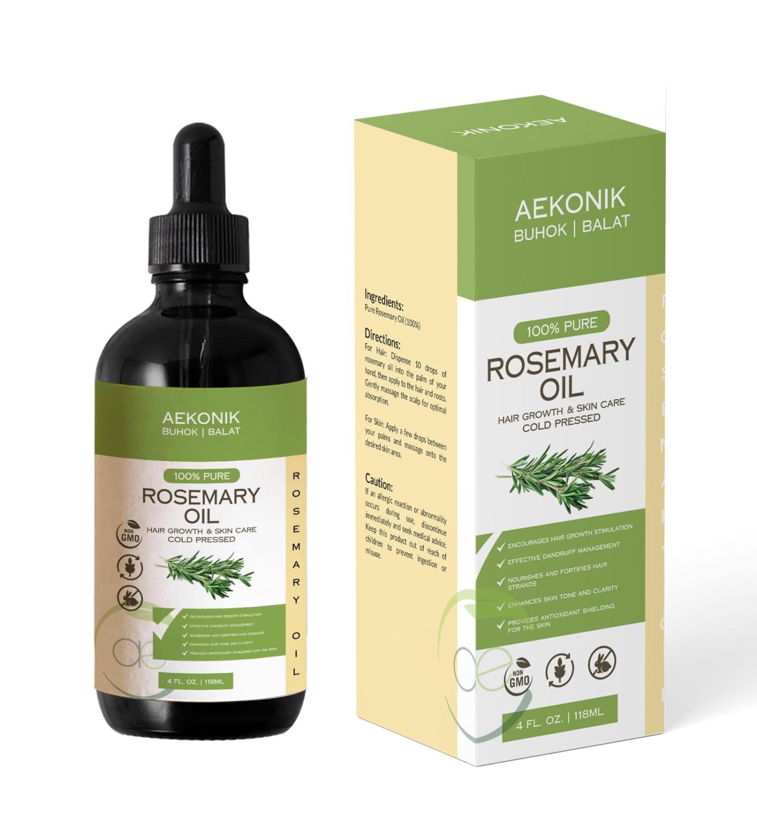 Pure Rosemary Essential Oil 4 Oz - Organic Hair Growth & Moisturizing Serum for Frizzy Hair Face & Skin Care | International Shipping - Buy Online on GoSupps.com