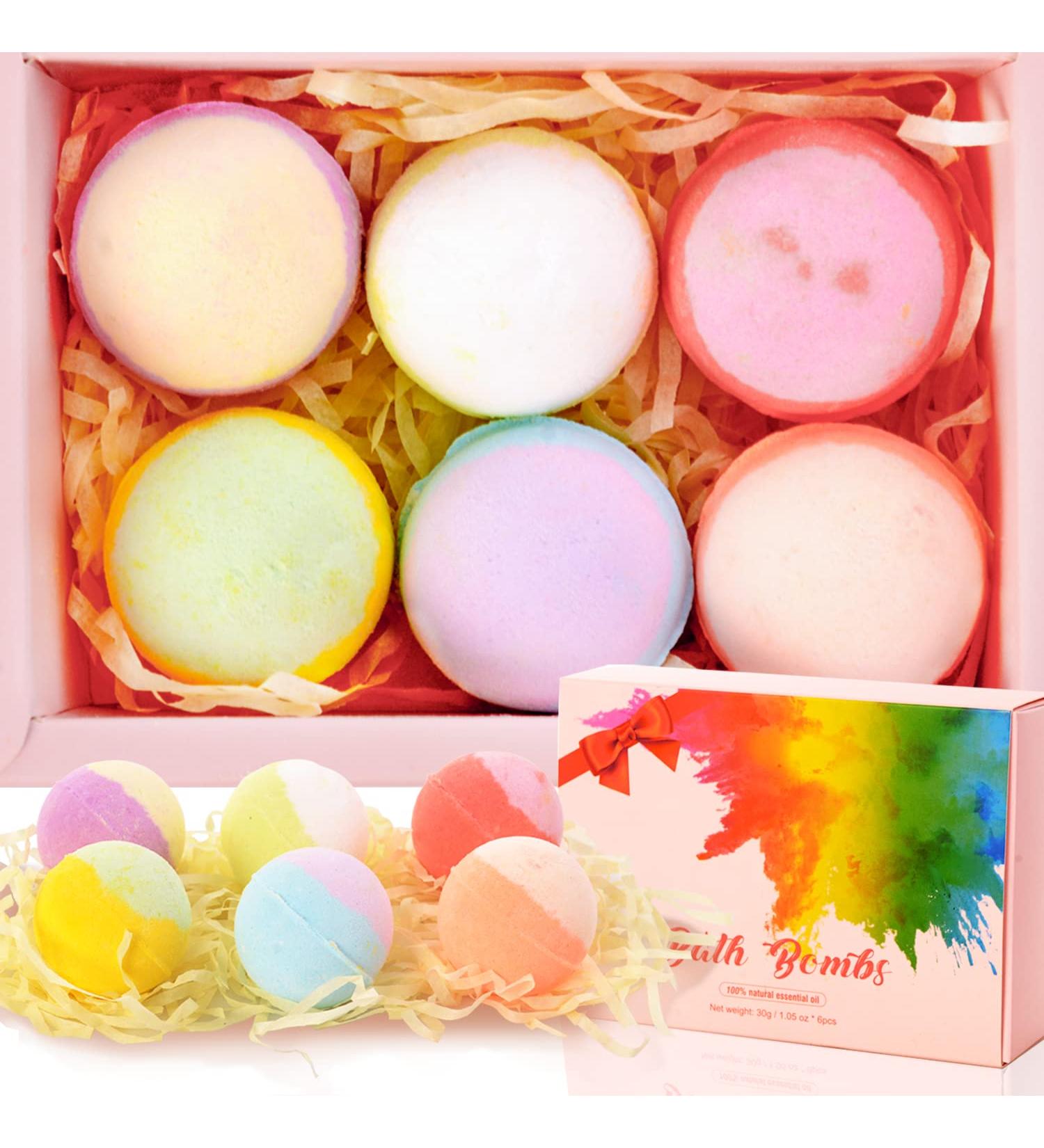 Natural Essential Oil Bath Bombs Gift Set - Moisturizing and Soothing SPA Bubble Bath for Women and Kids - Perfect Mothers Day, Birthday, Valentines, Christmas Gift - 6 Pack - Buy Online on GoSupps.com