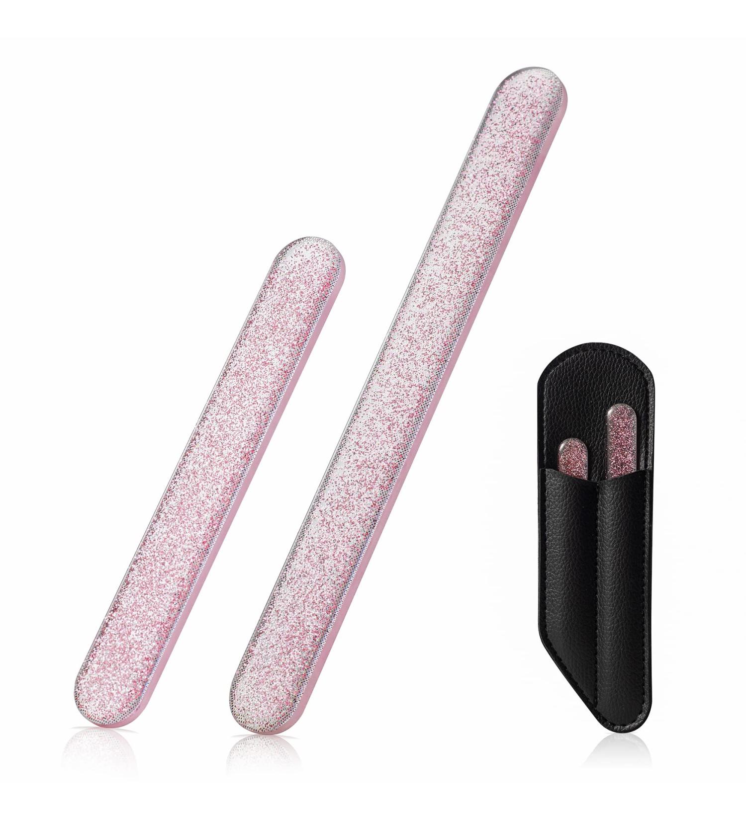 Bezox Glass Nail File Set - 2PCs Professional Salons Tools for Acrylic & Natural Nails - Durable Glass Hardness - Perfect Manicure Kit - Pink - Buy Online on GoSupps.com