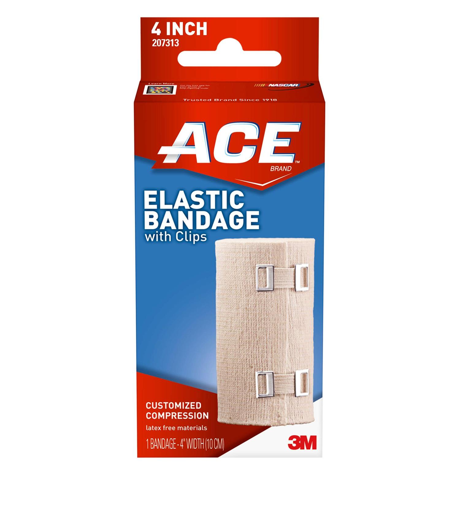 ACE 4 Inch Elastic Bandage with Clips - Beige (Pack of 2) | Ideal for Sports, Comfortable Design, Soft Feel | Washable & Reusable - Buy Online on GoSupps.com