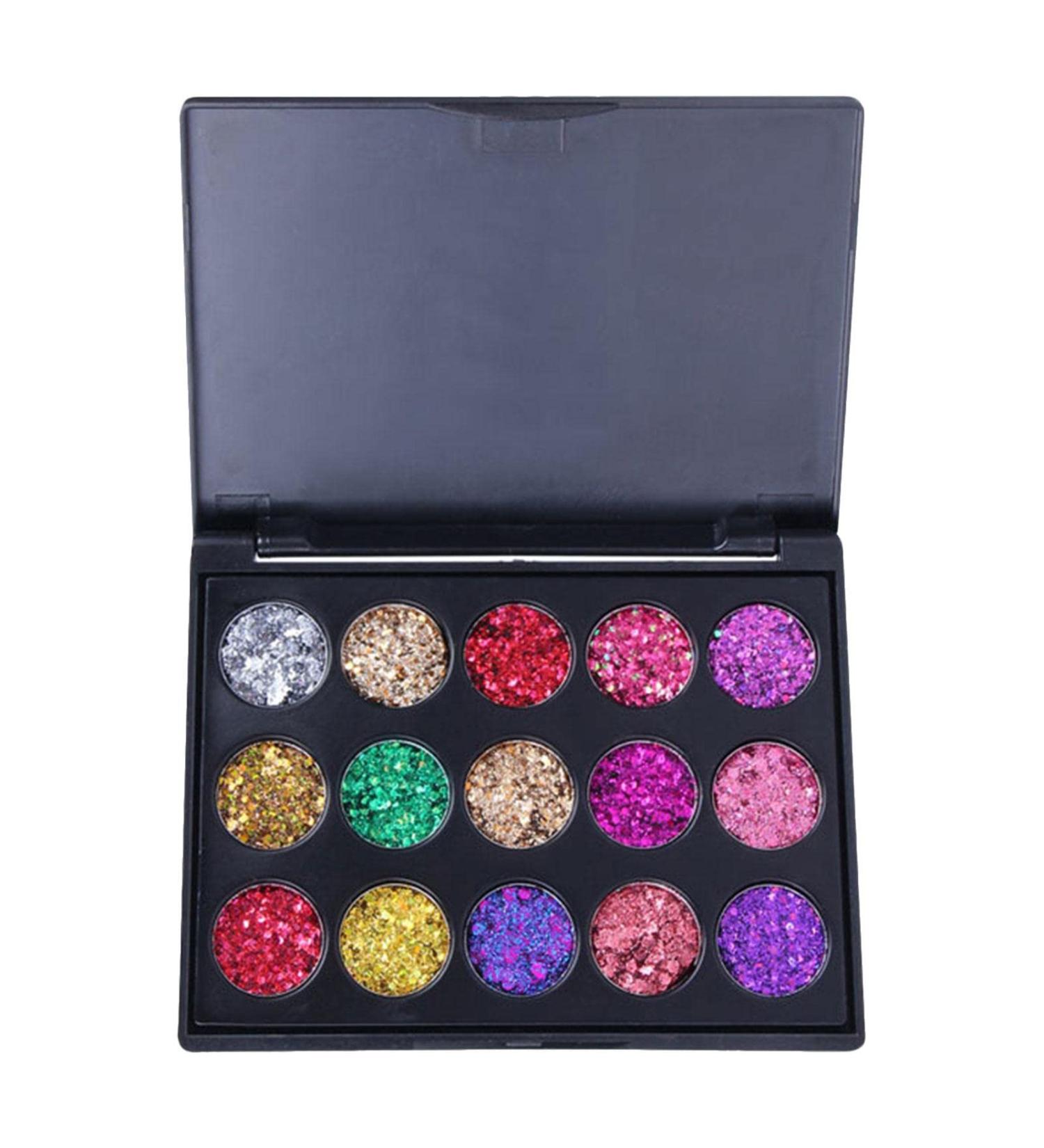 Glitter Makeup Palette Shimmer Eye Shadow Powder 15-Color Eye Shadow Plattets Shimmering Eyeshadow Effect Waterproof 02 - Buy Online on GoSupps.com